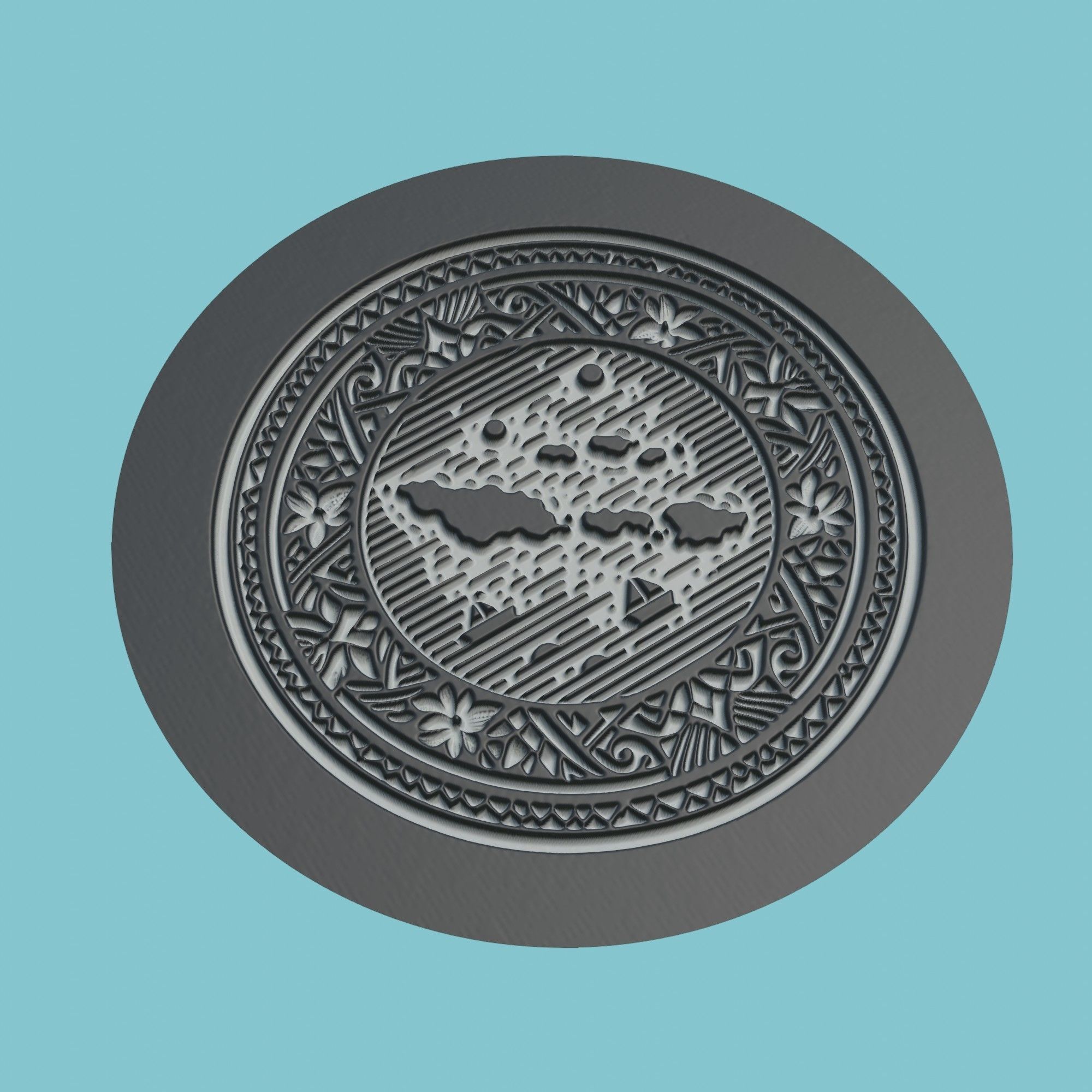 Tuvalu Map Medallion Wall Art Printer 3D print model_1