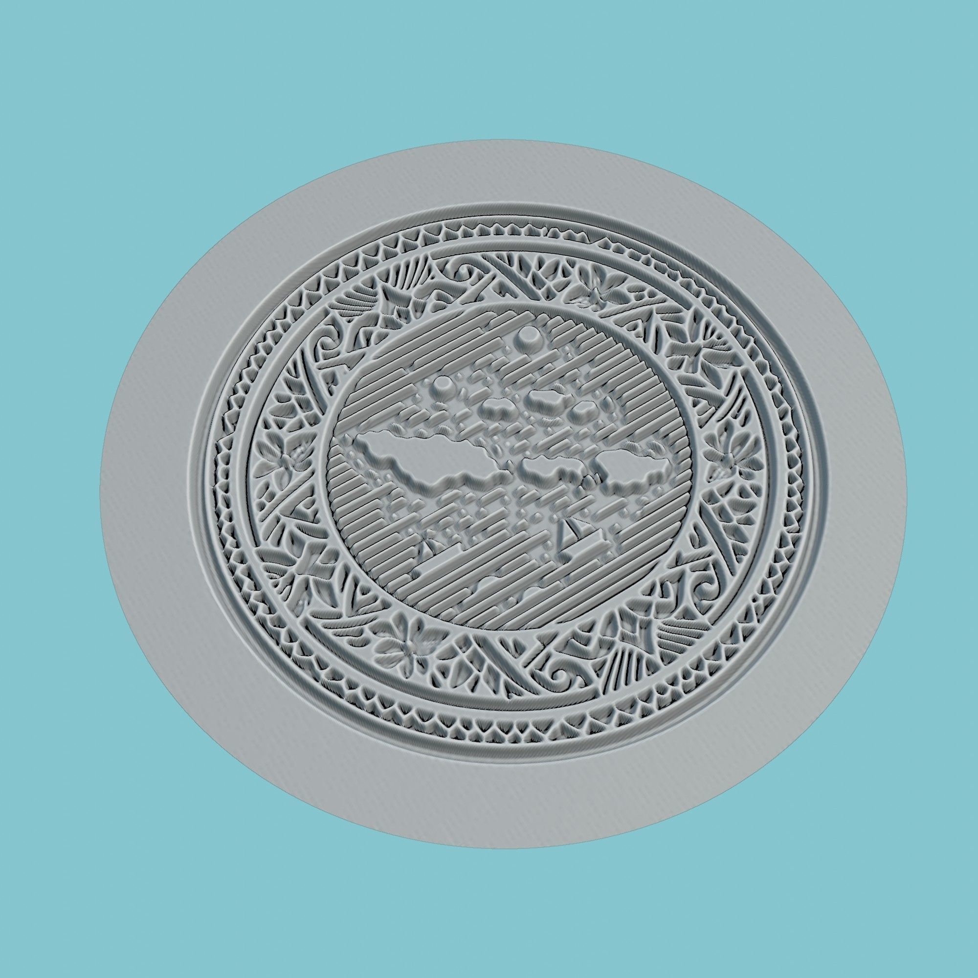 Tuvalu Map Medallion Wall Art Printer 3D print model_3