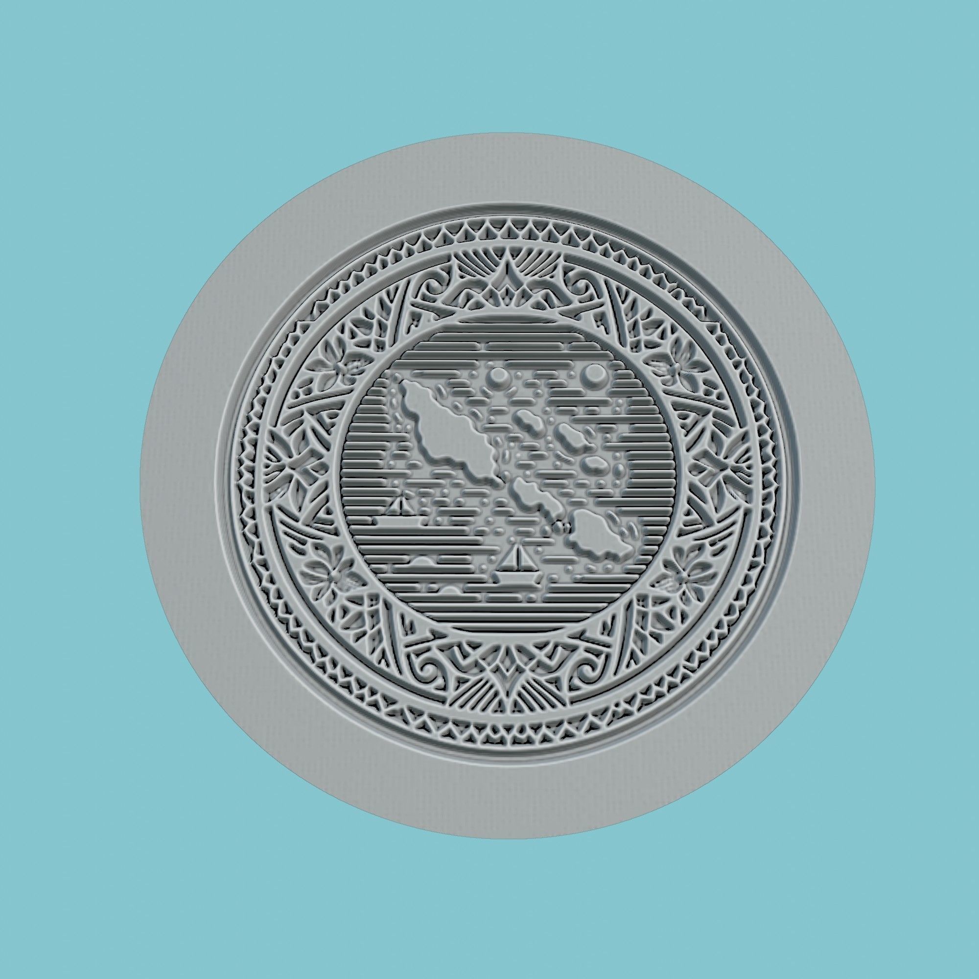 Tuvalu Map Medallion Wall Art Printer 3D print model_2