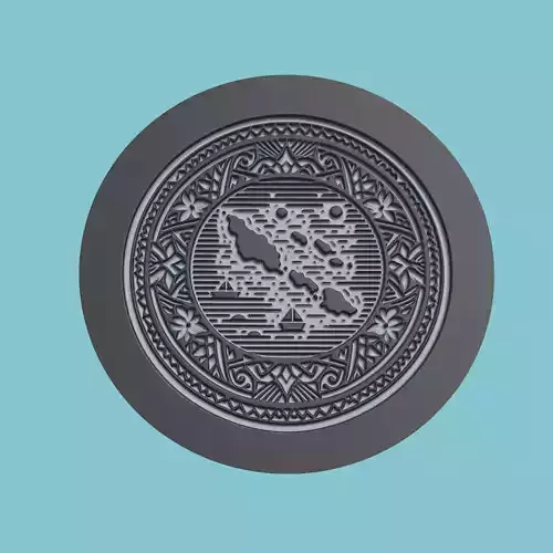 Tuvalu Map Medallion Wall Art Printer