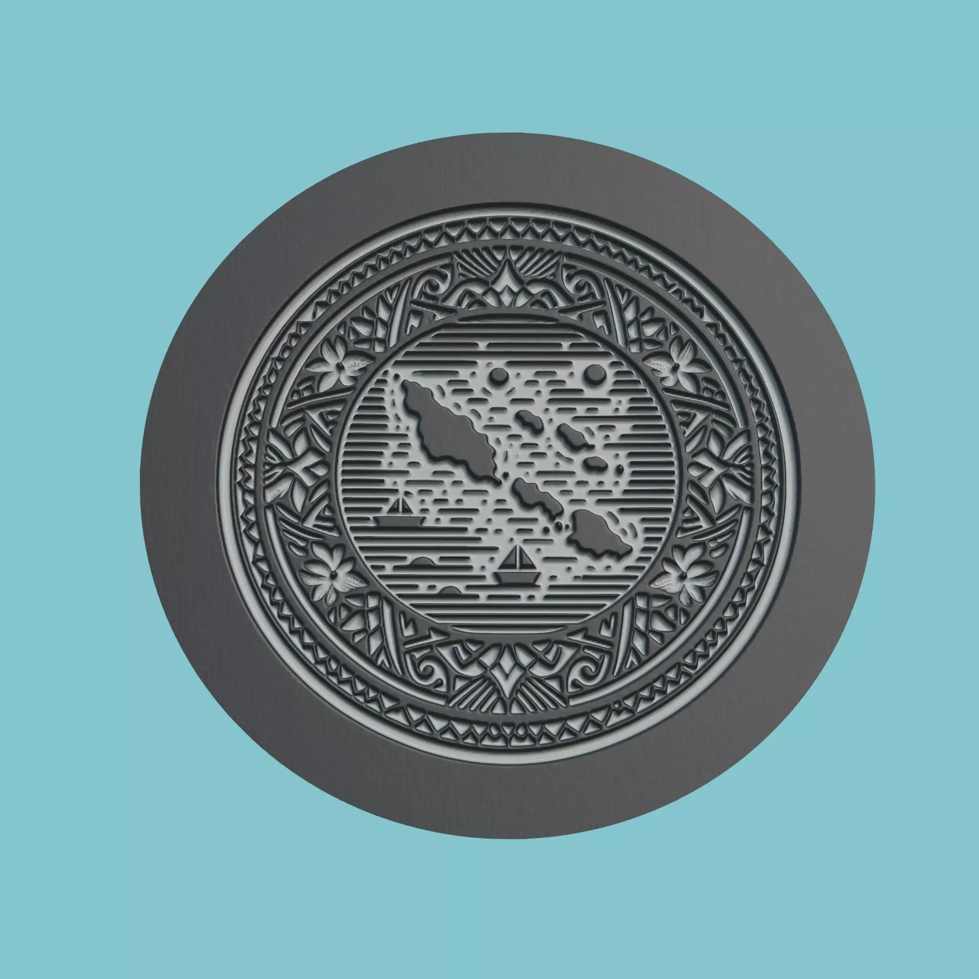 Tuvalu Map Medallion Wall Art Printer 3D print model_0