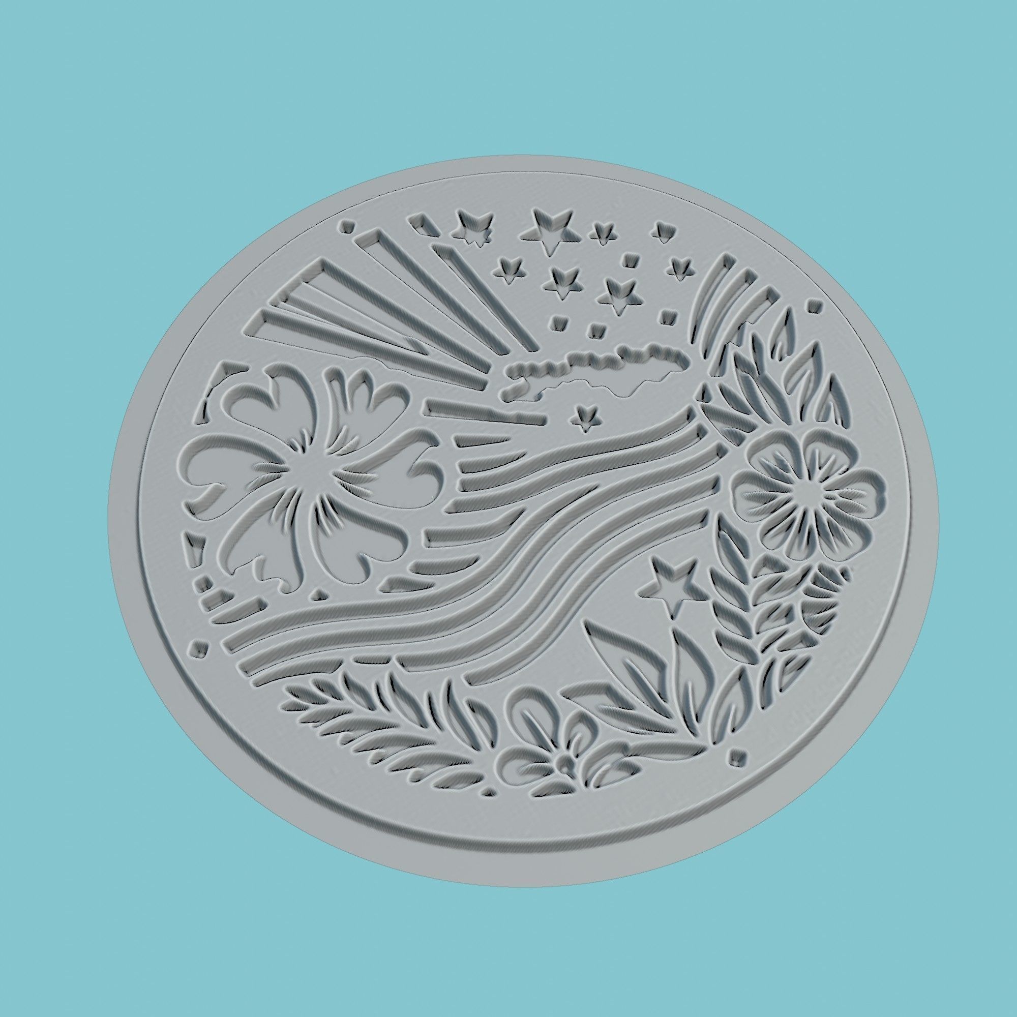Tuvalu Map Medallion Wall Art Printer 3D print model_3