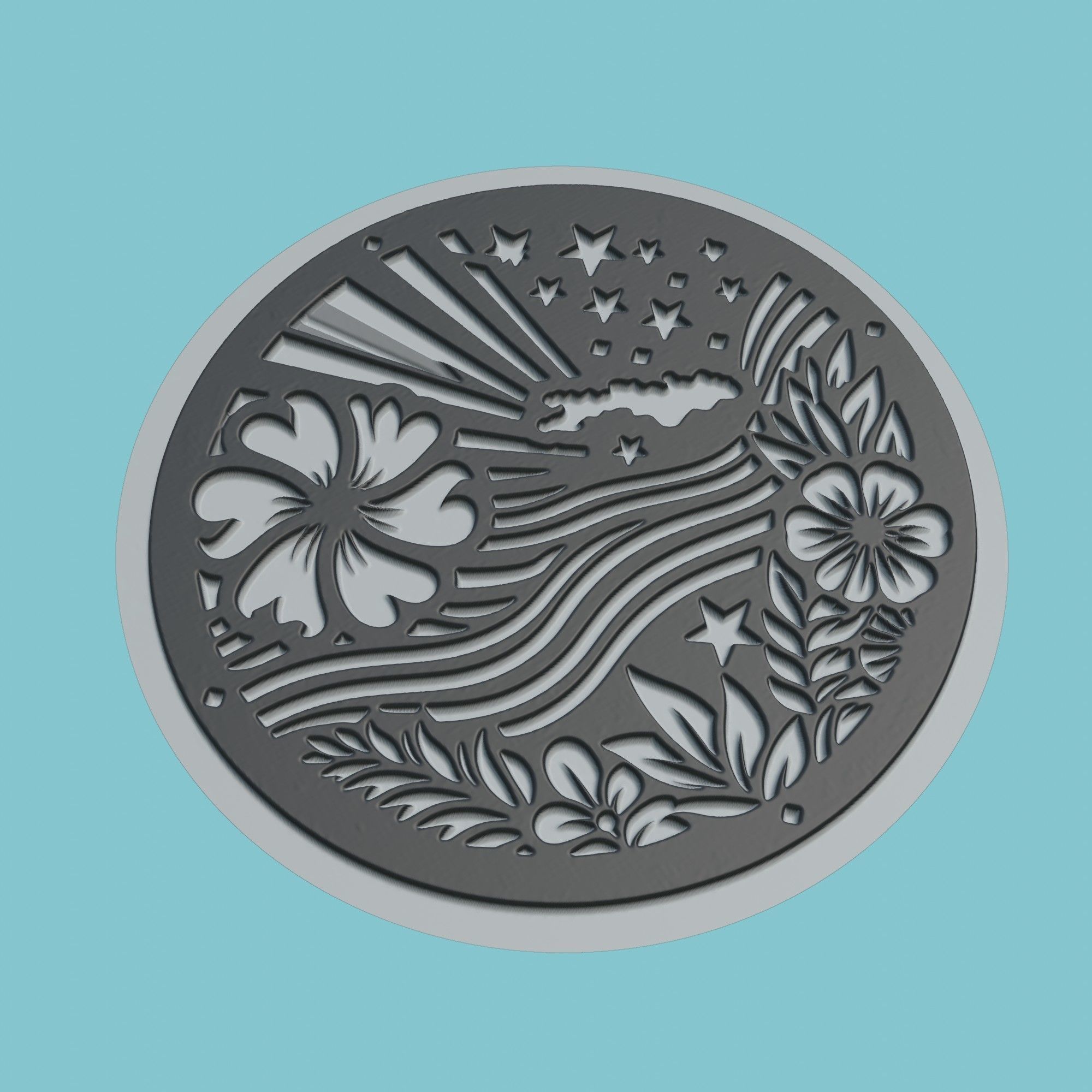 Tuvalu Map Medallion Wall Art Printer 3D print model_1