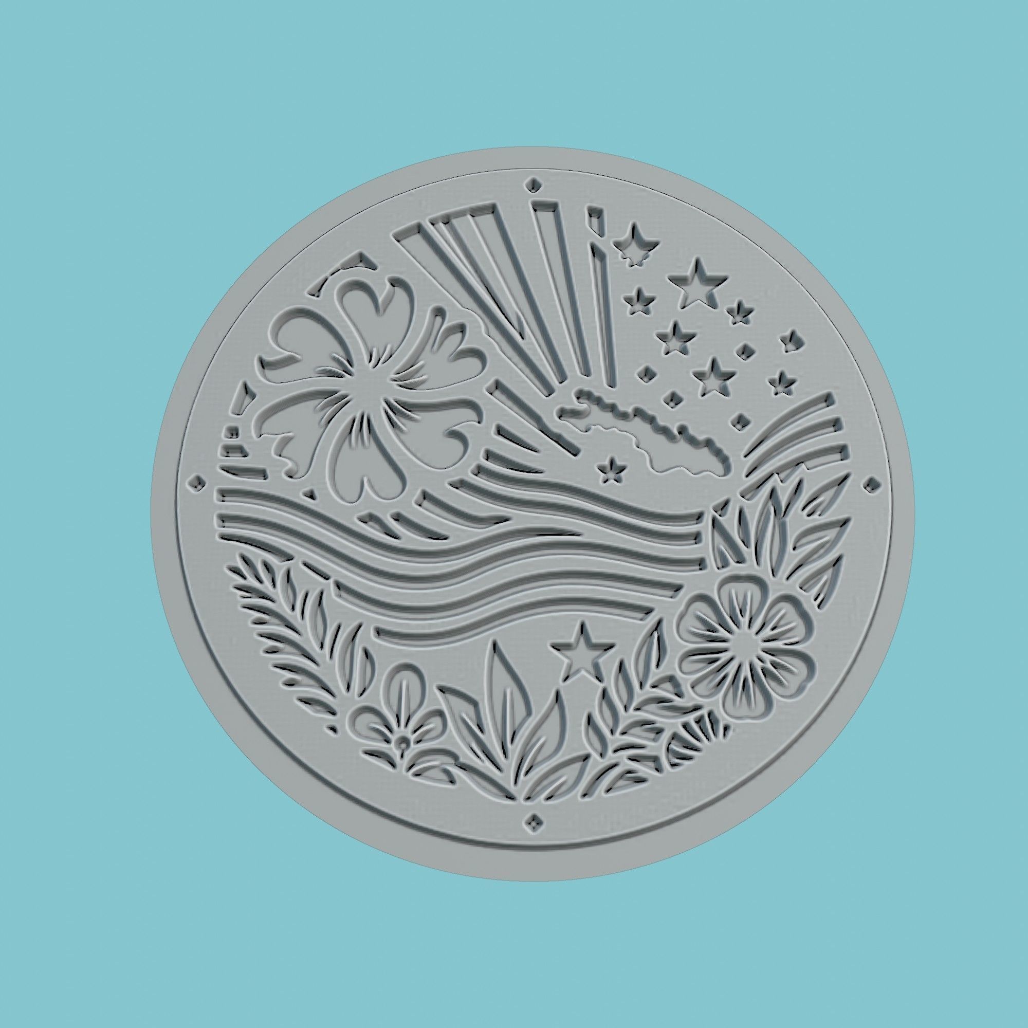 Tuvalu Map Medallion Wall Art Printer 3D print model_2