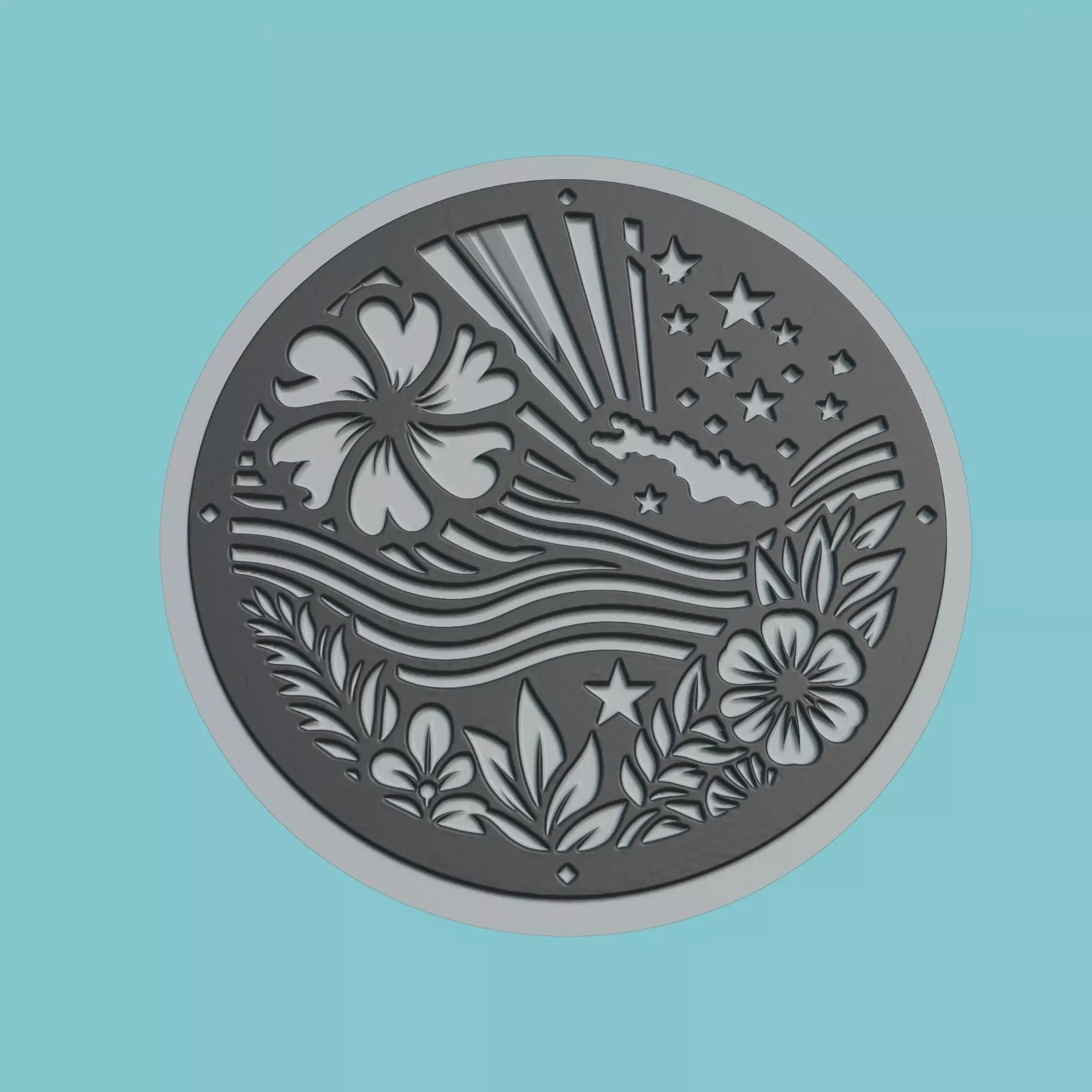 Tuvalu Map Medallion Wall Art Printer 3D print model_0