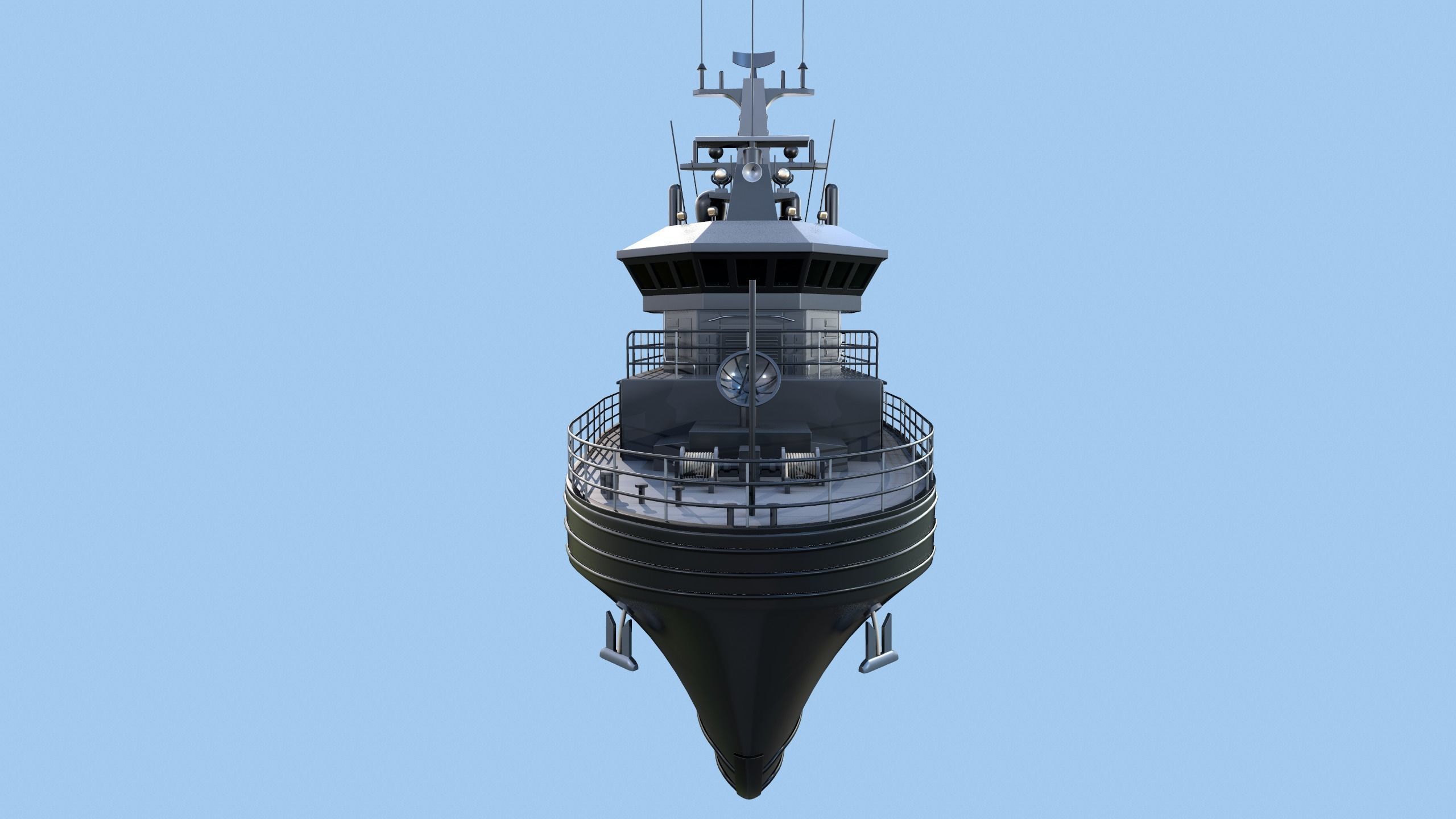 Militar ship - Modern Mine Countermeasure Vessel Low-poly 3D model_13