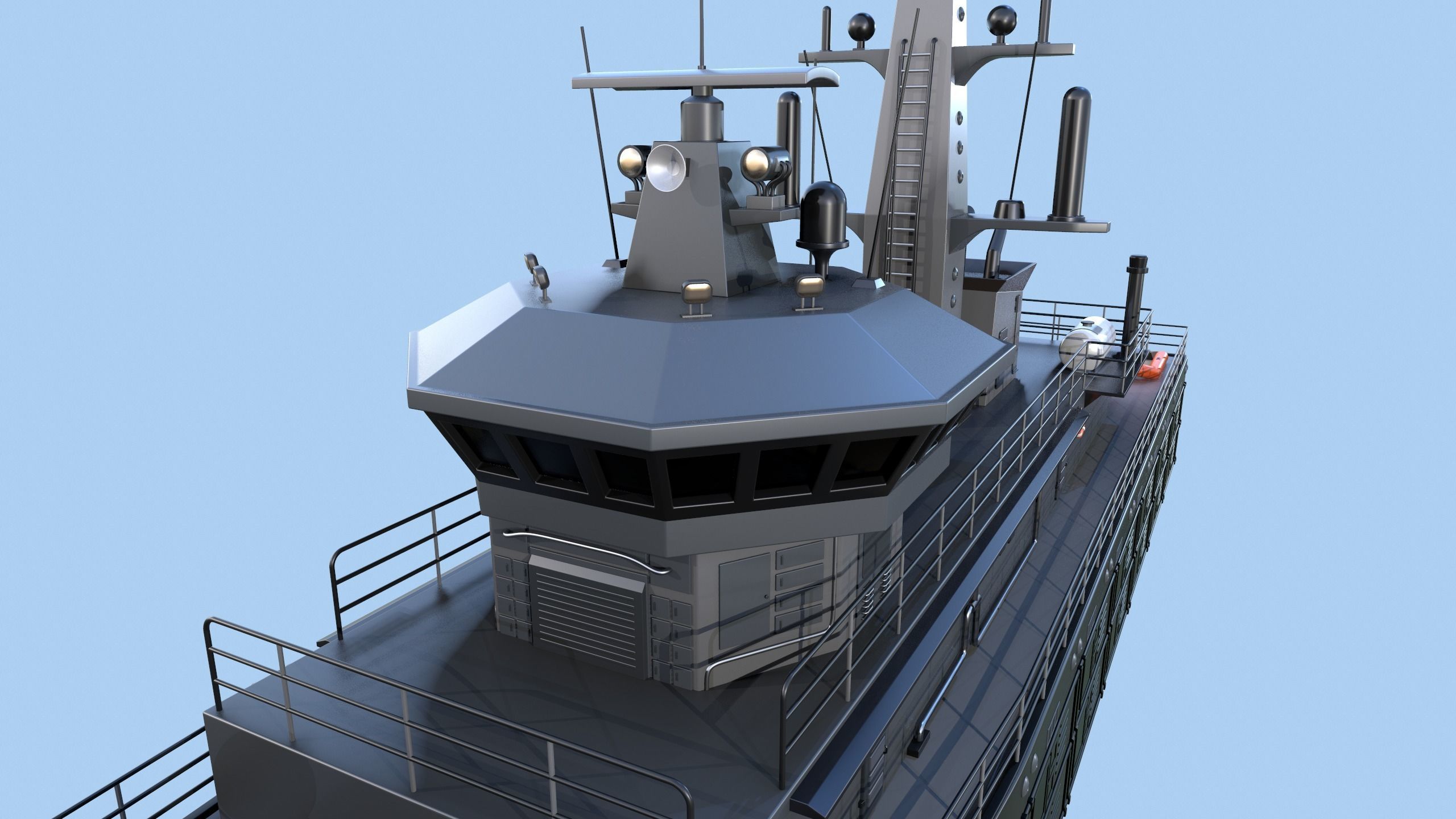 Militar ship - Modern Mine Countermeasure Vessel Low-poly 3D model_18