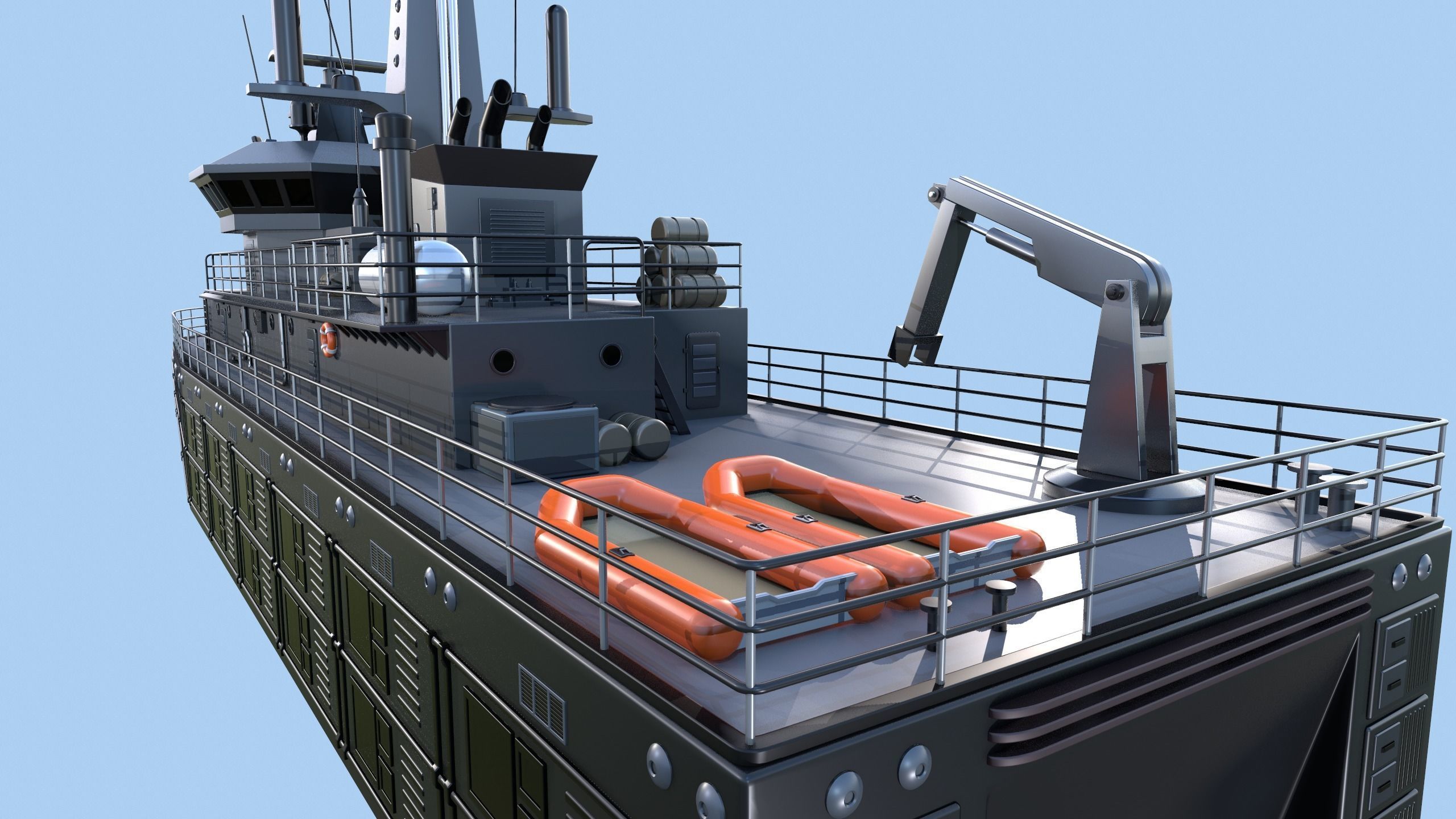Militar ship - Modern Mine Countermeasure Vessel Low-poly 3D model_14