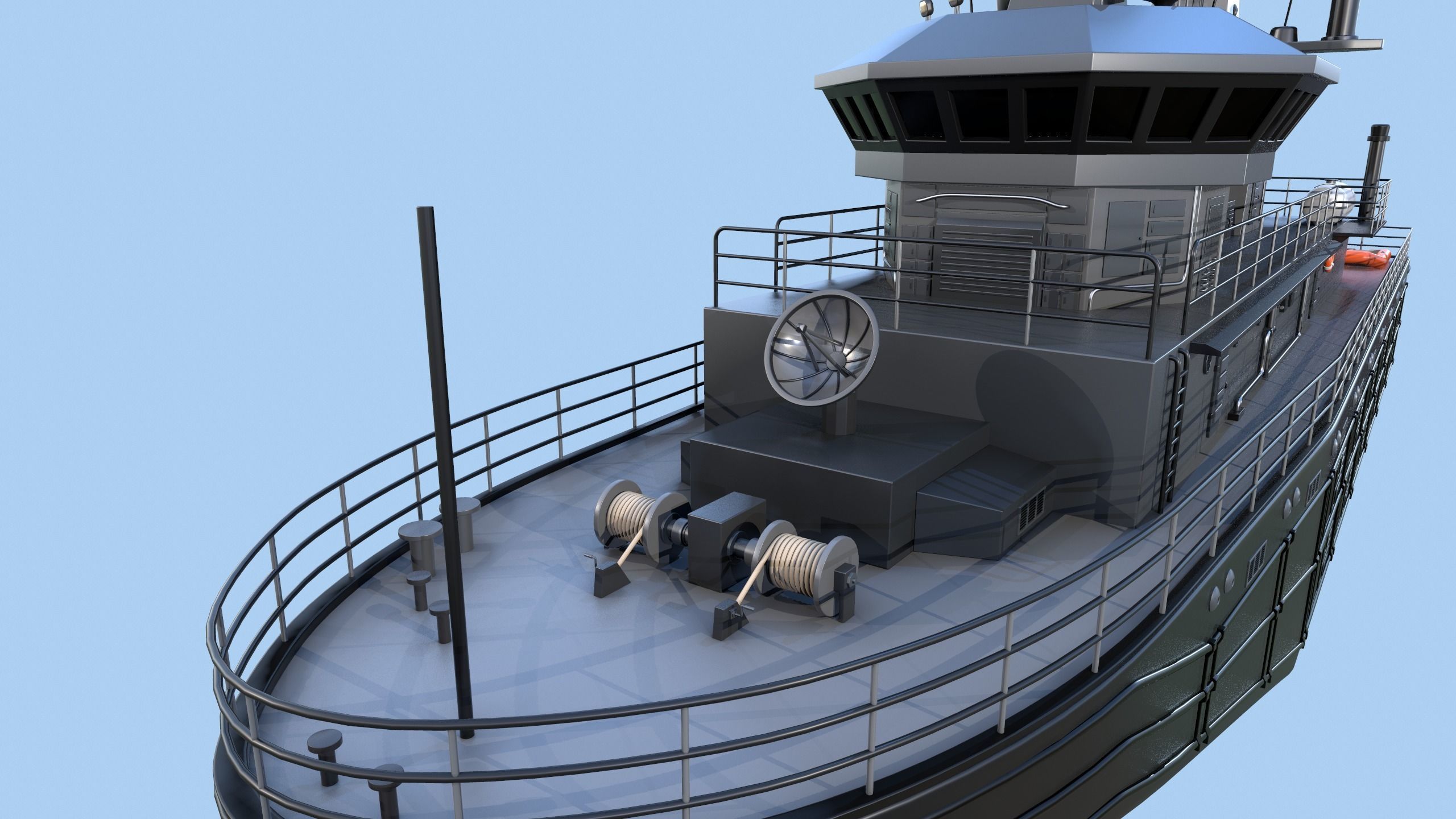 Militar ship - Modern Mine Countermeasure Vessel Low-poly 3D model_15