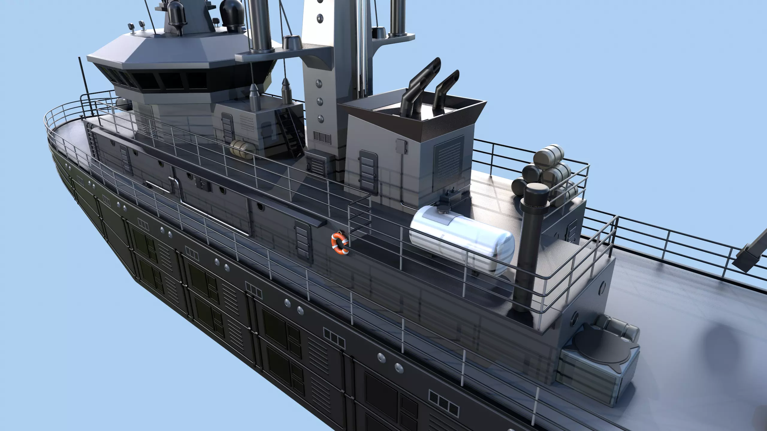 Militar ship - Modern Mine Countermeasure Vessel Low-poly 3D model_0