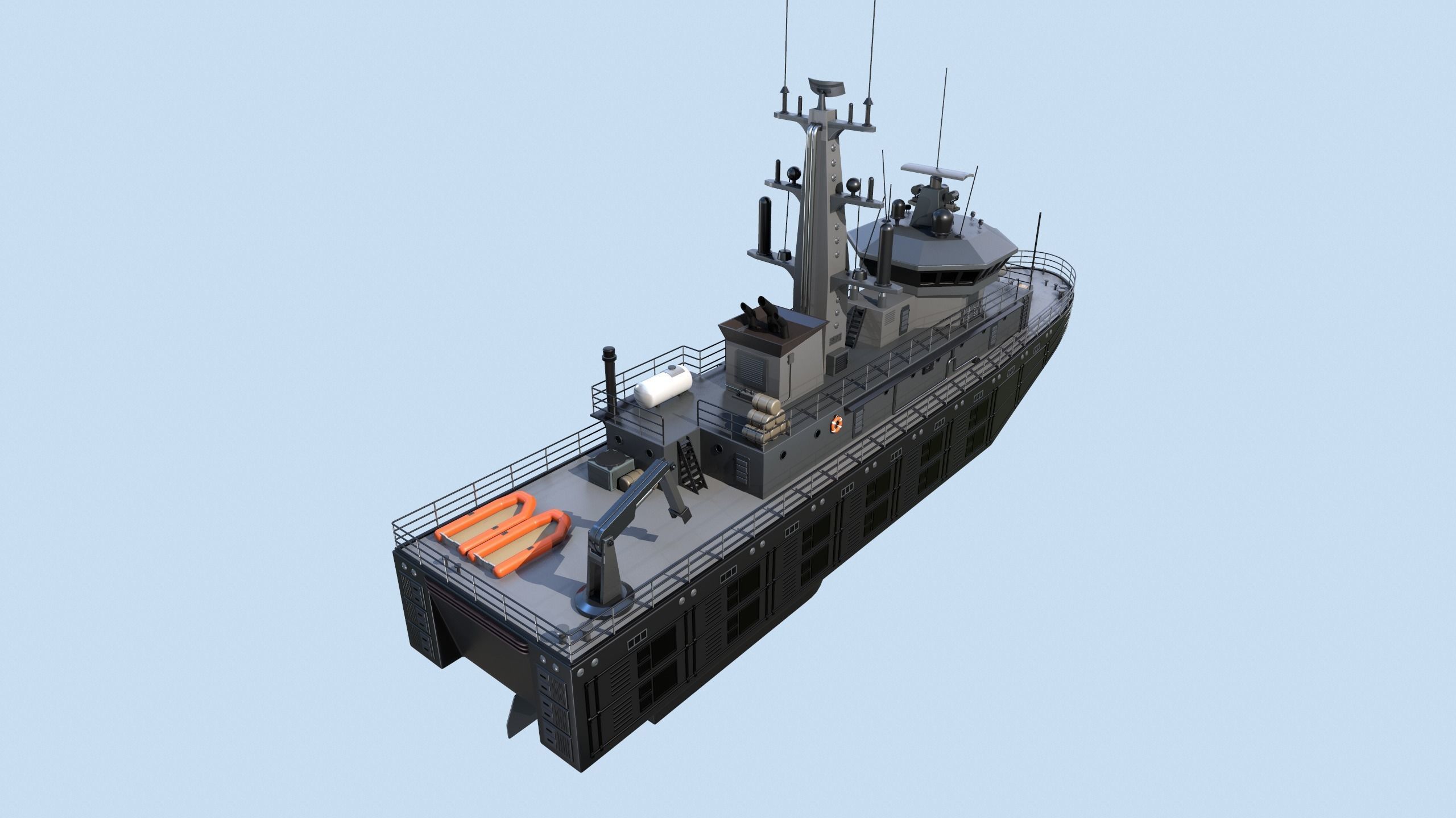 Militar ship - Modern Mine Countermeasure Vessel Low-poly 3D model_4