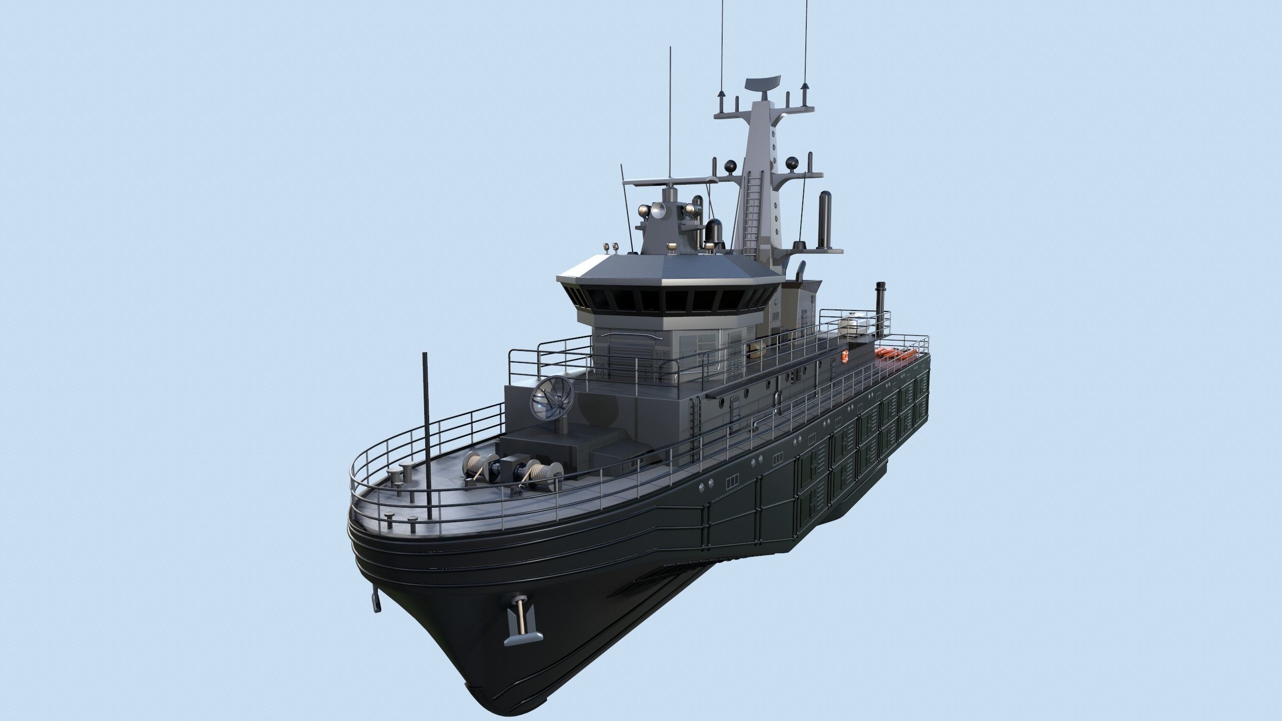 Militar ship - Modern Mine Countermeasure Vessel Low-poly 3D model_10