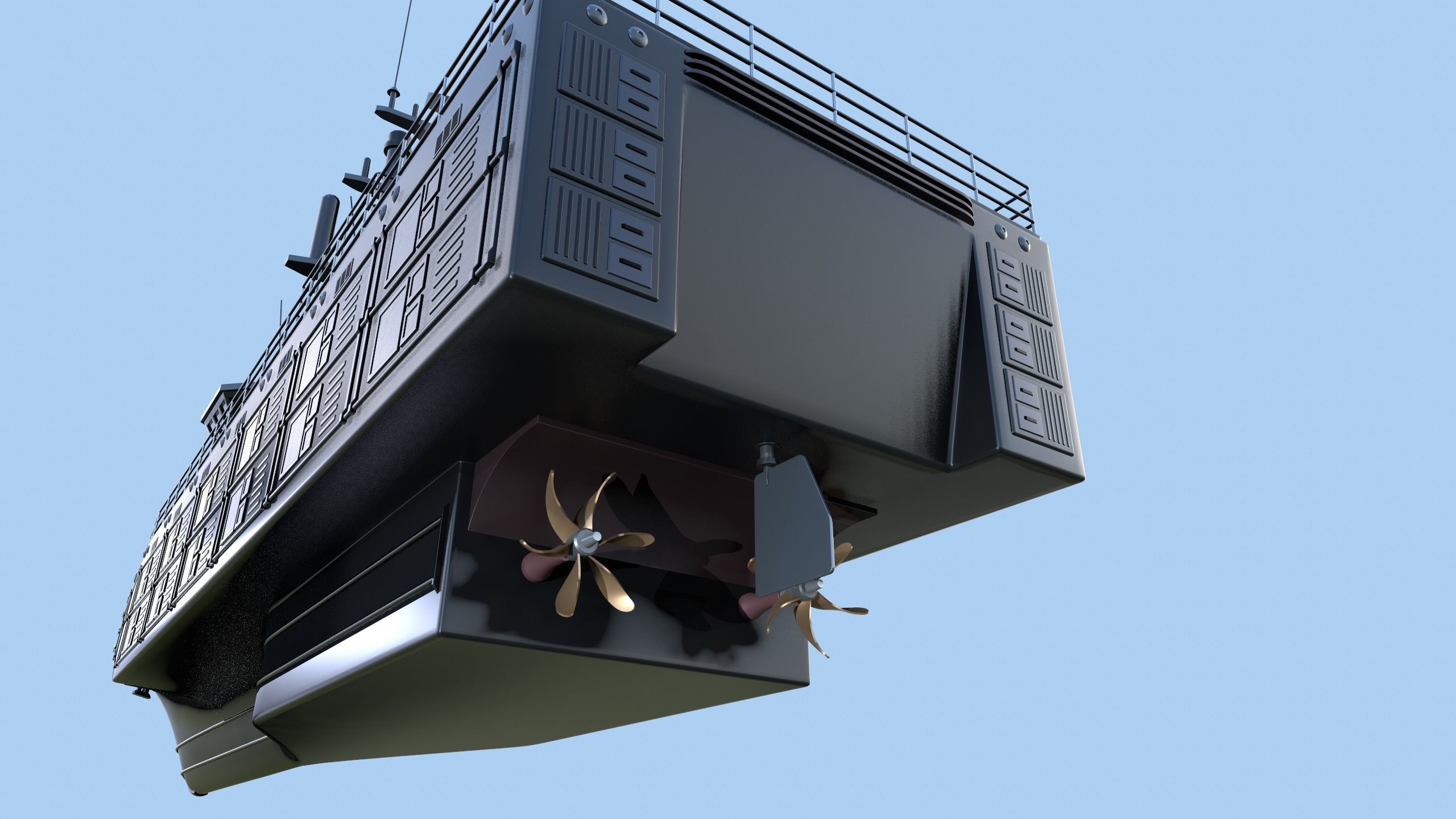 Militar ship - Modern Mine Countermeasure Vessel Low-poly 3D model_16