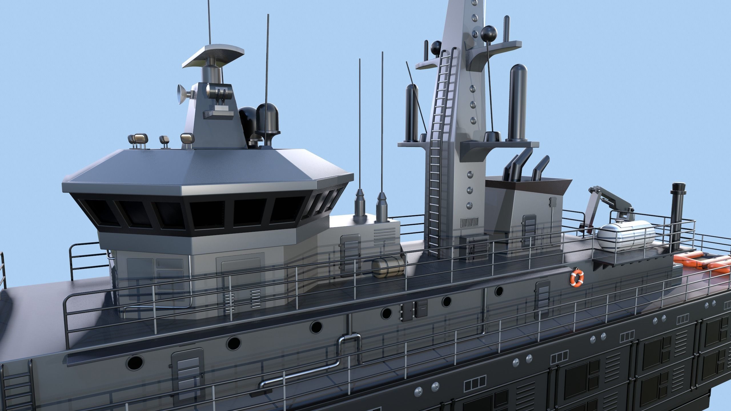 Militar ship - Modern Mine Countermeasure Vessel Low-poly 3D model_17