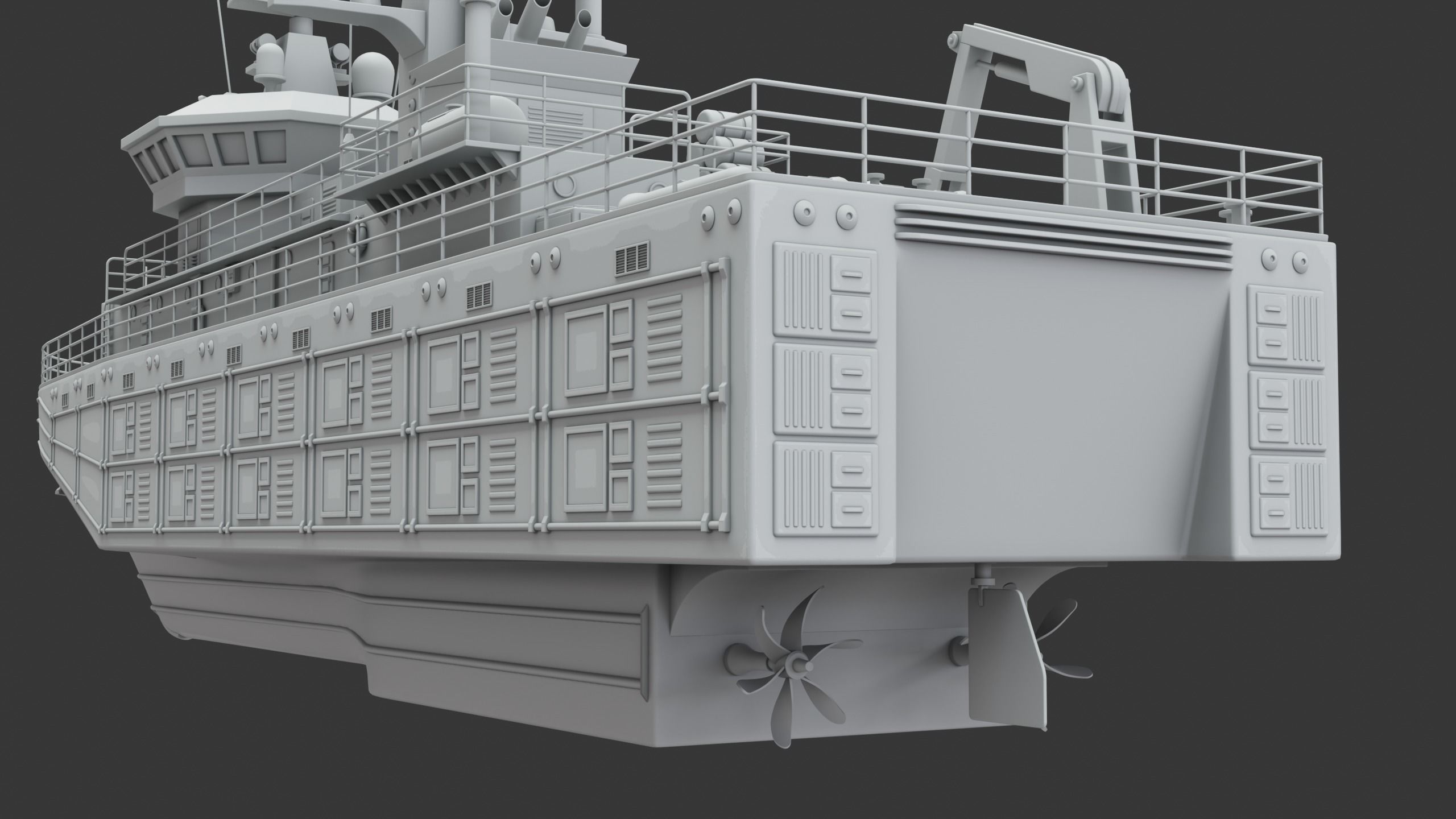 Militar ship - Modern Mine Countermeasure Vessel Low-poly 3D model_8