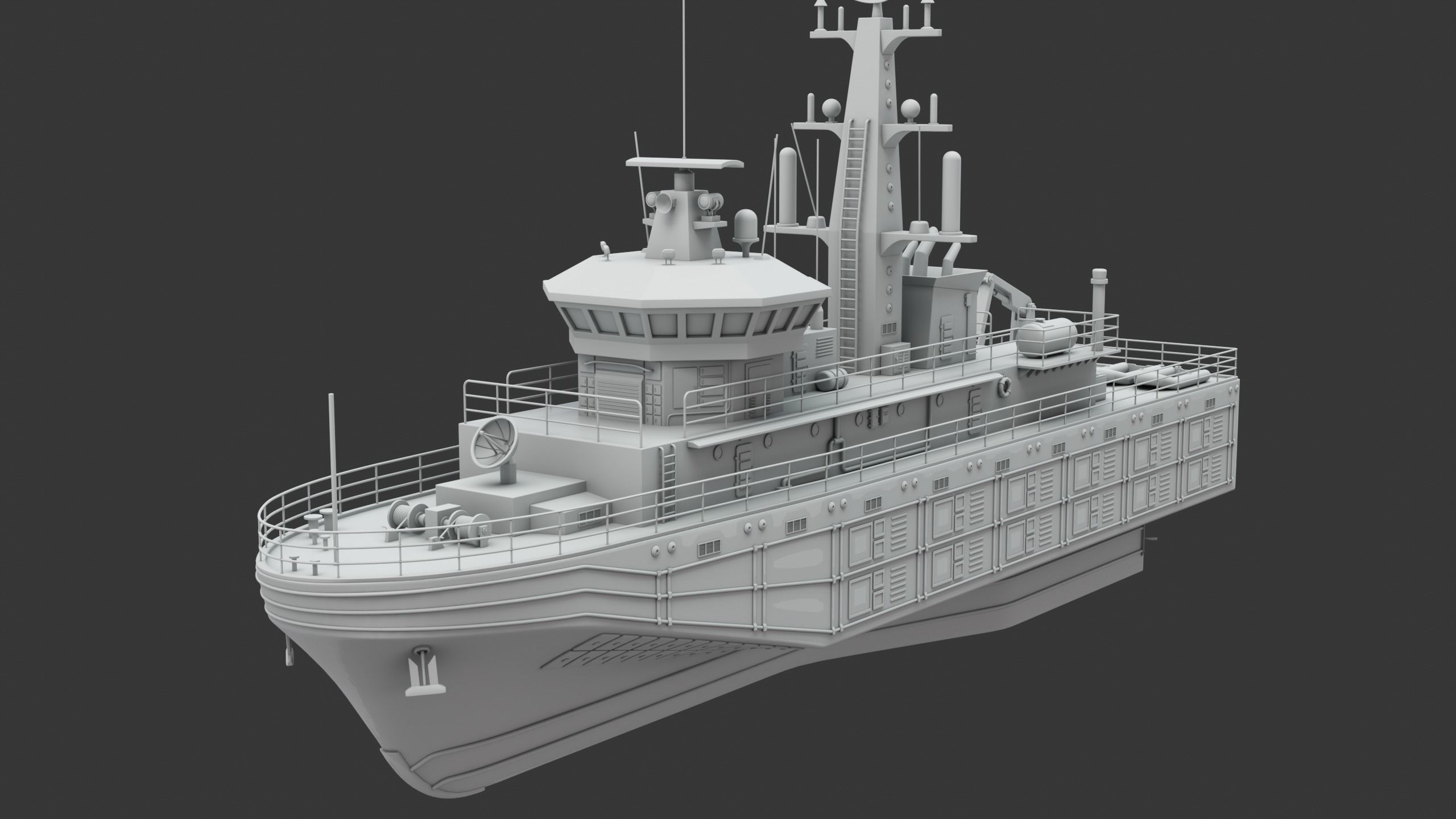 Militar ship - Modern Mine Countermeasure Vessel Low-poly 3D model_6