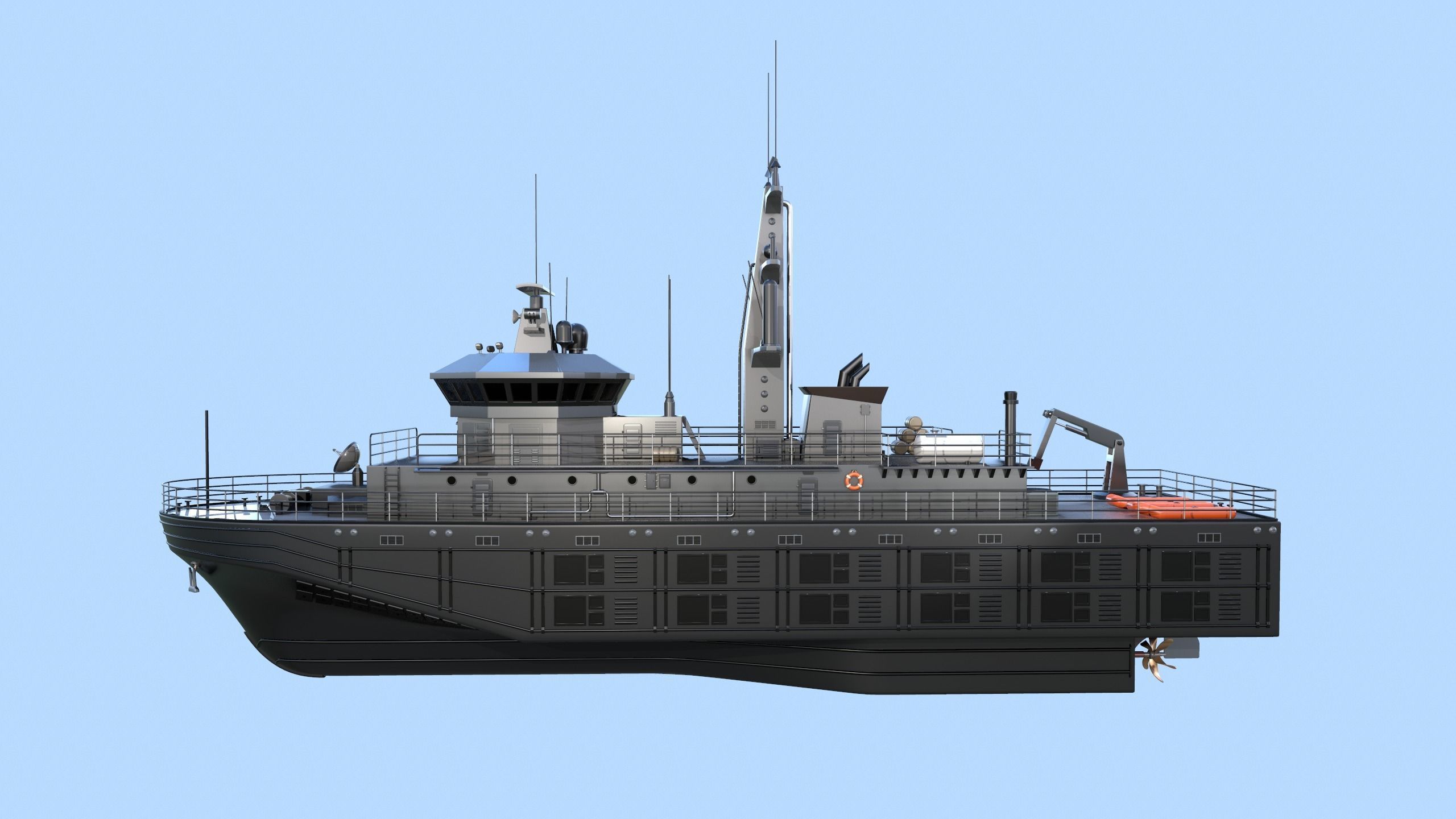 Militar ship - Modern Mine Countermeasure Vessel Low-poly 3D model_3