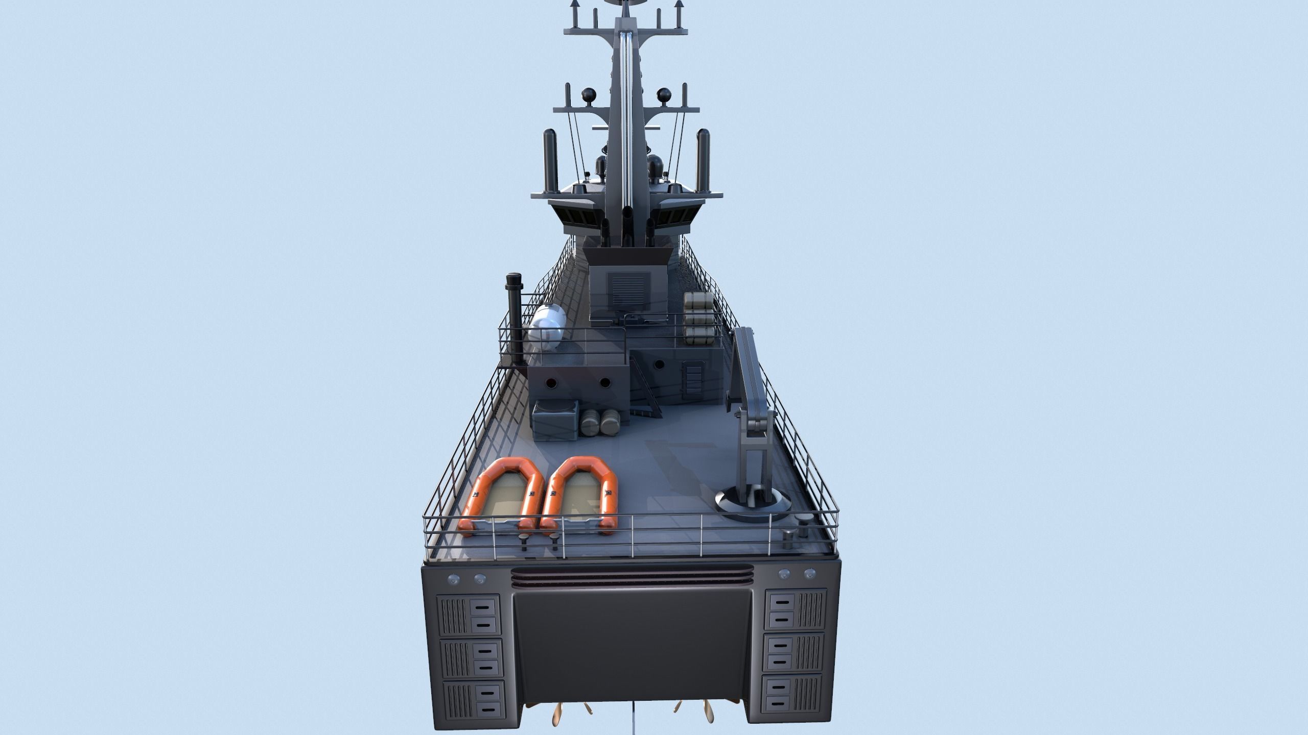 Militar ship - Modern Mine Countermeasure Vessel Low-poly 3D model_11