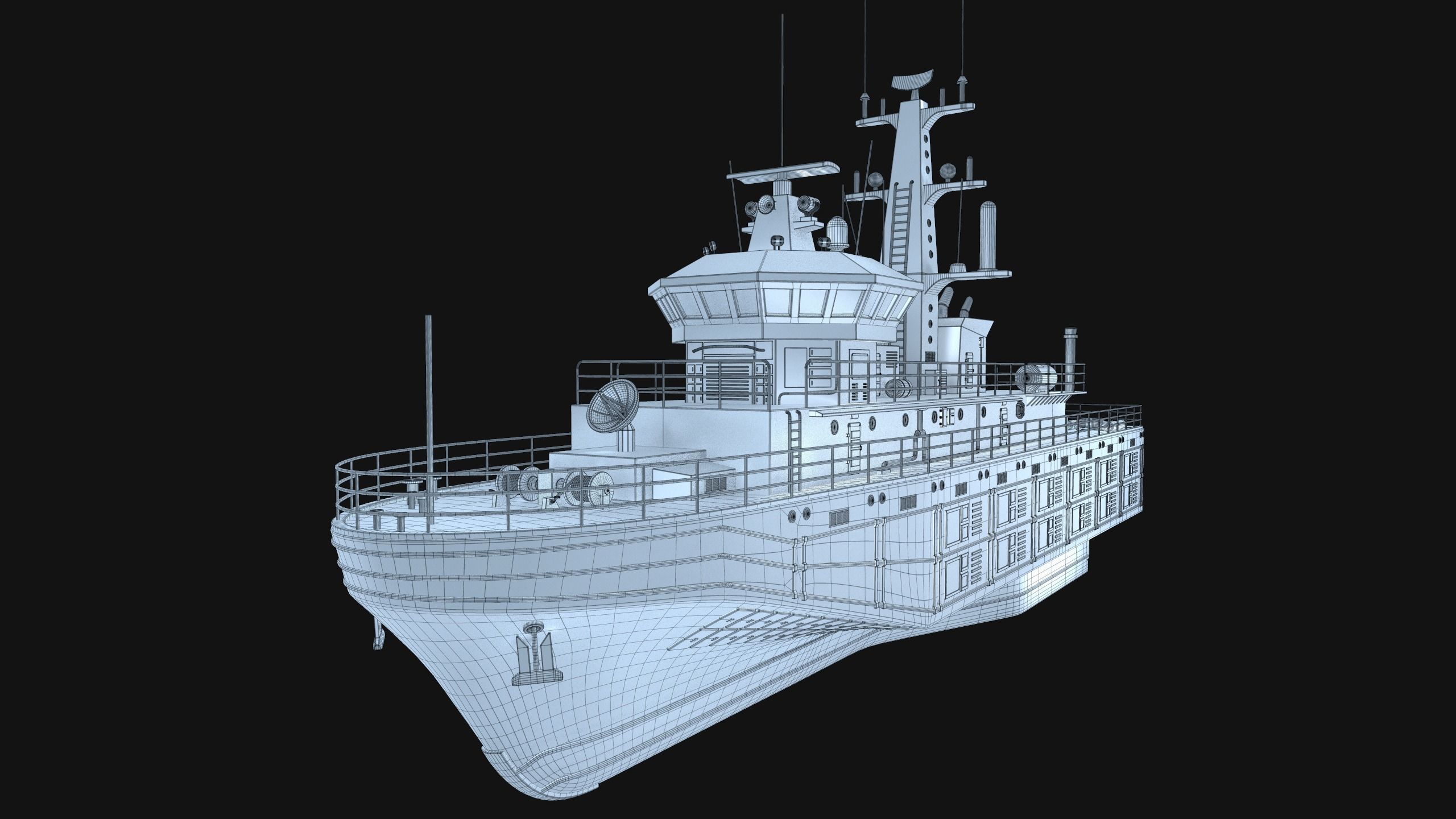 Militar ship - Modern Mine Countermeasure Vessel Low-poly 3D model_7