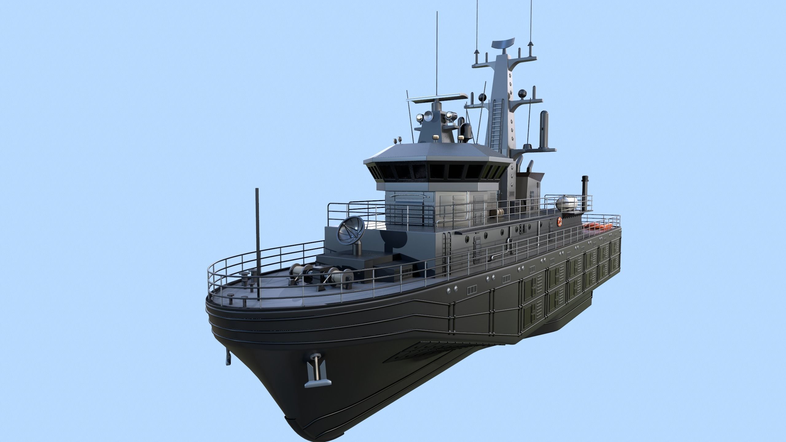 Militar ship - Modern Mine Countermeasure Vessel Low-poly 3D model_2