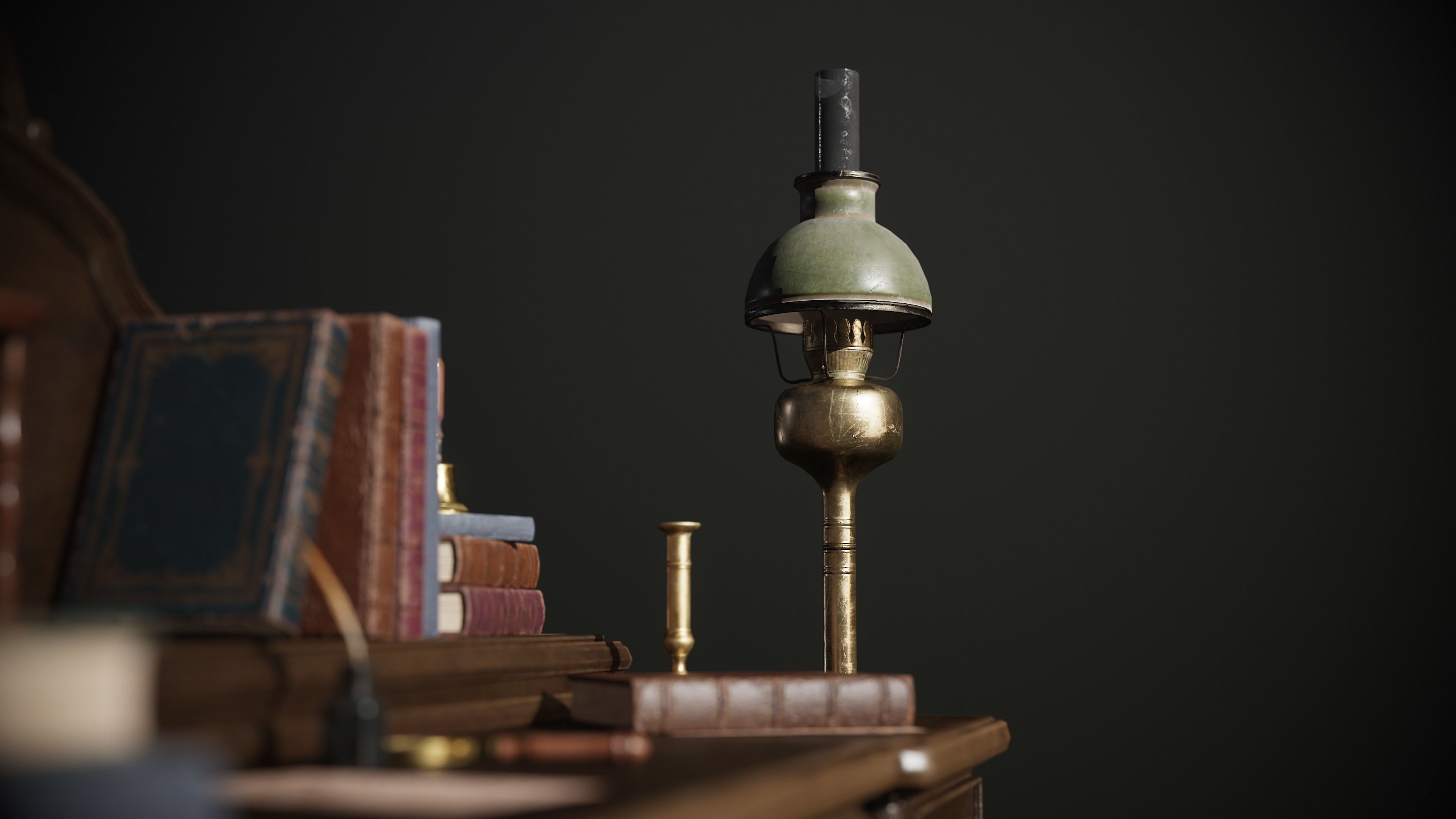 Grand Victorian Desk with Props Low-poly 3D model_10