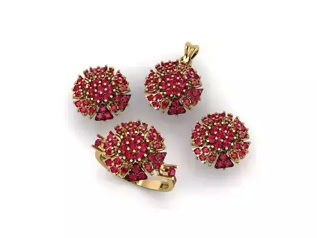 ruby gem stone pendant set