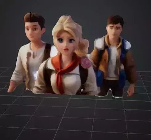 College students Low-poly 3D model