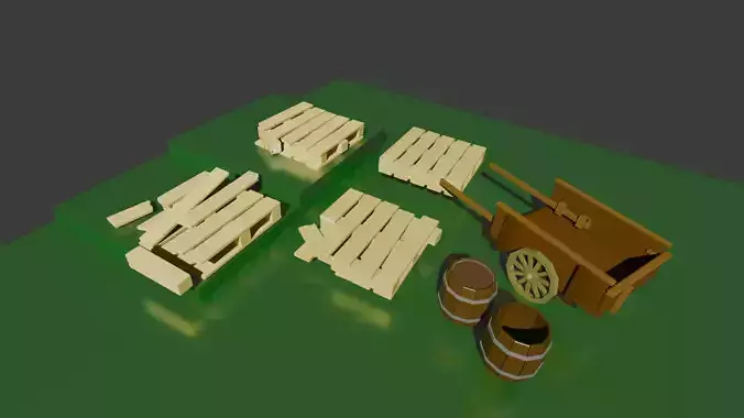 Wooden Works Package low poly wood models
