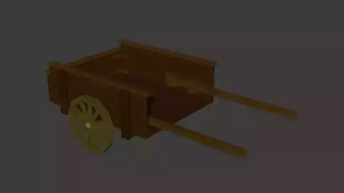 Wooden Wagon Cart low poly model