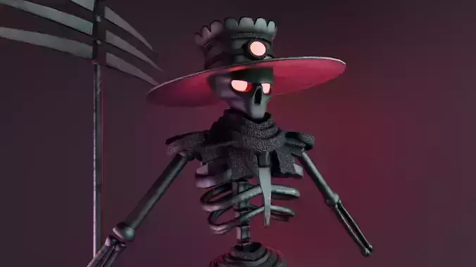 Skeleton King Cowboy lowpoly Character