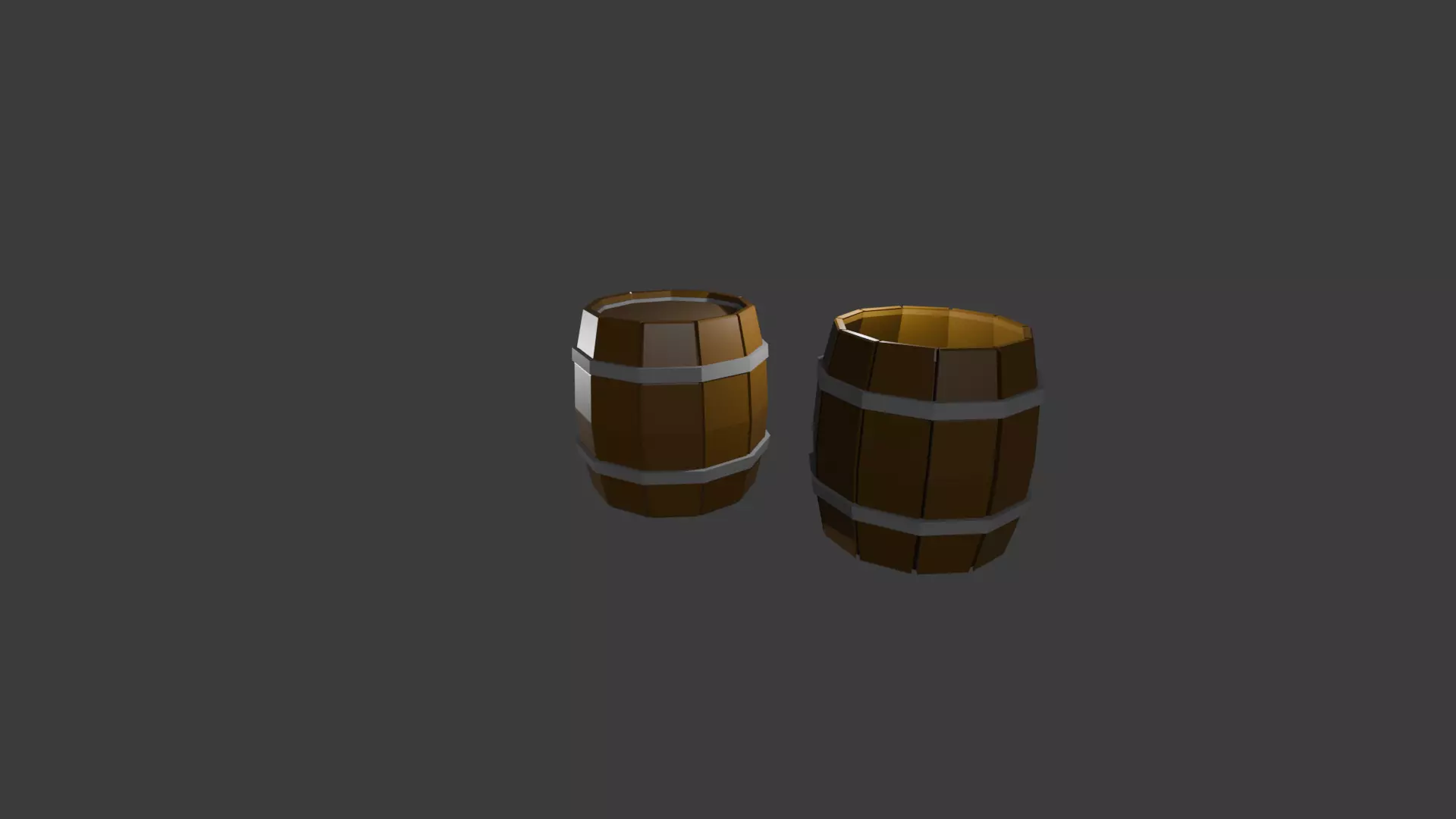 Wooden Barrels package low poly 2 models Low-poly 3D model_0
