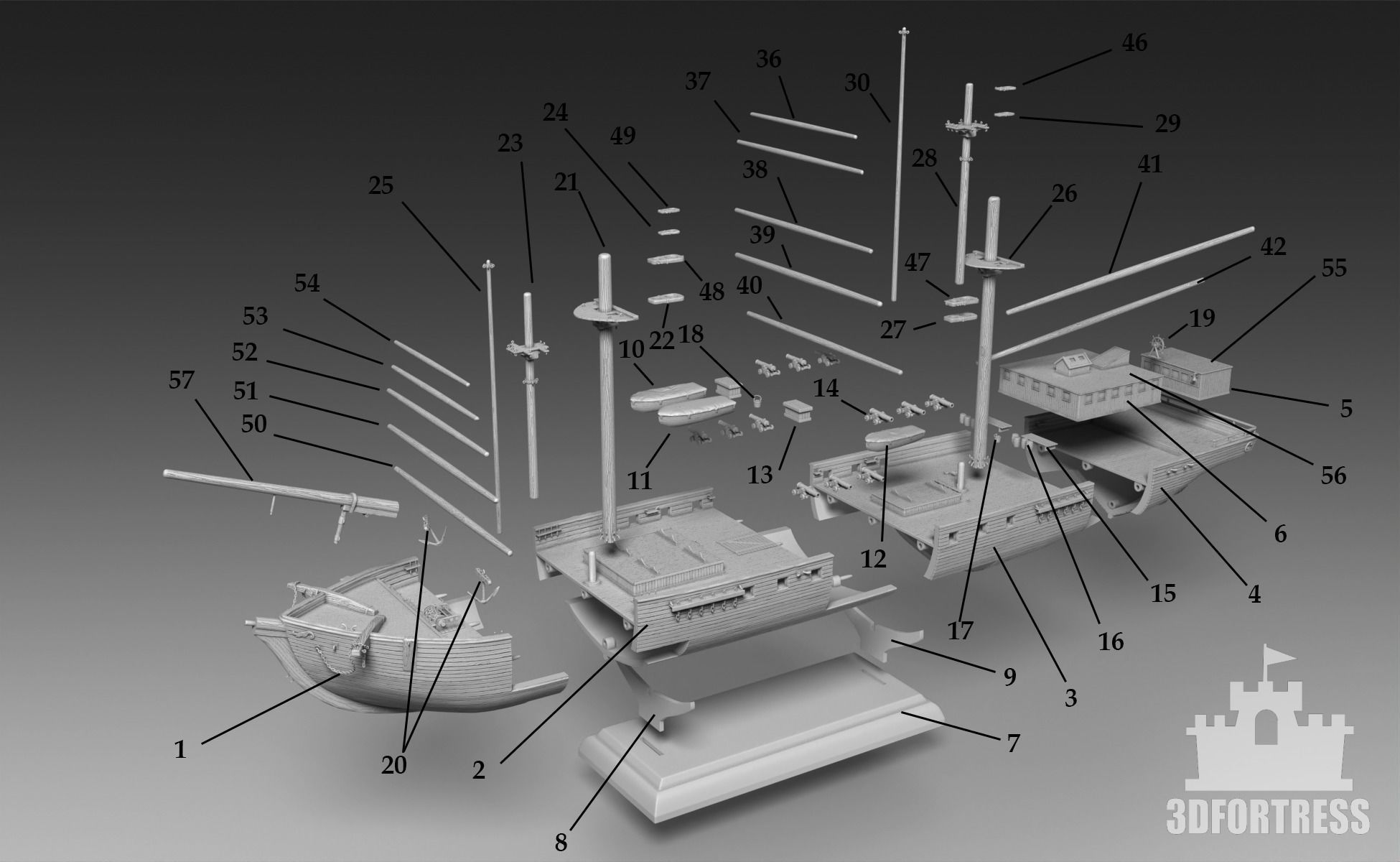 Pirat brig 3D print model_1