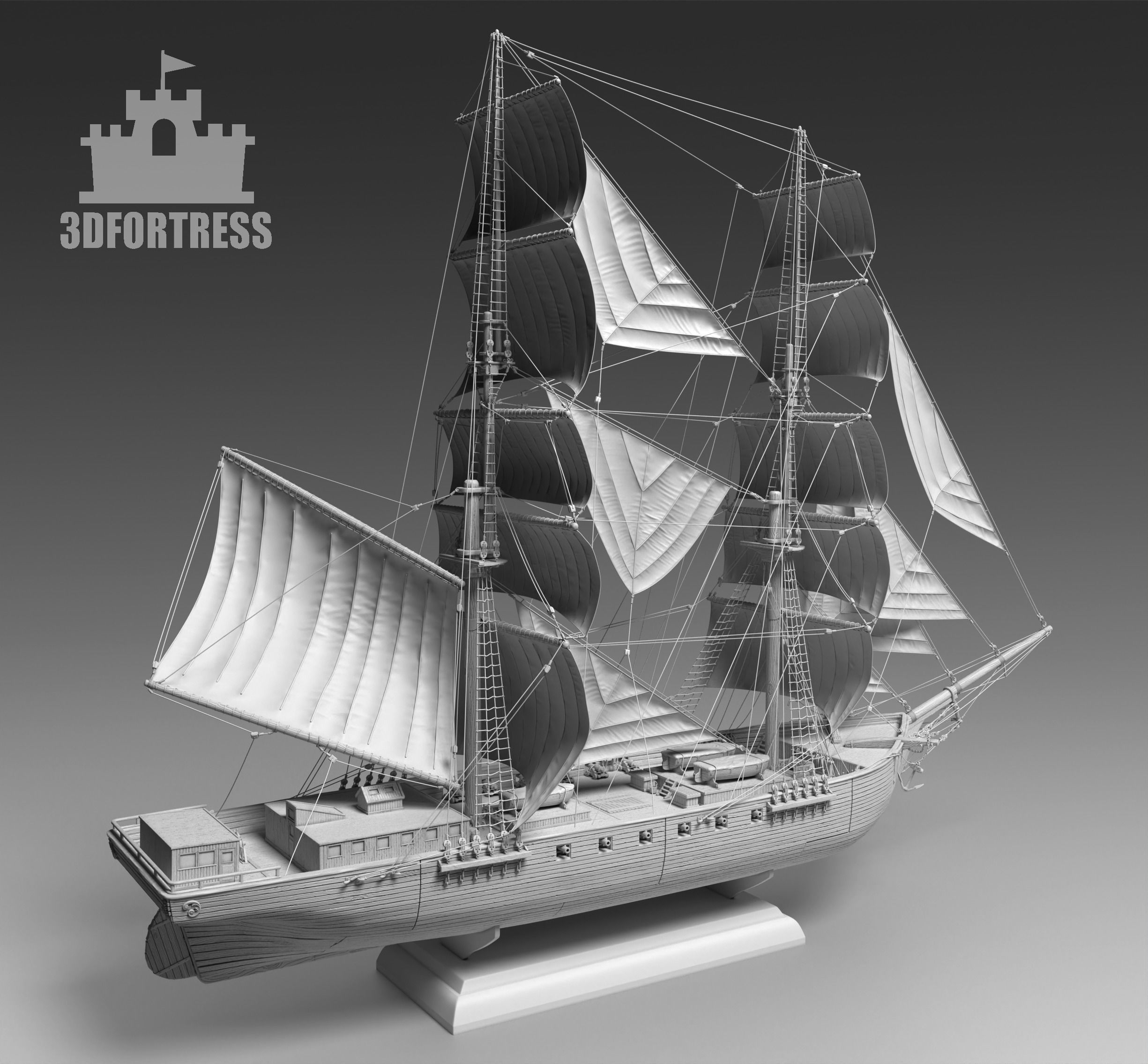 Pirat brig 3D print model_3