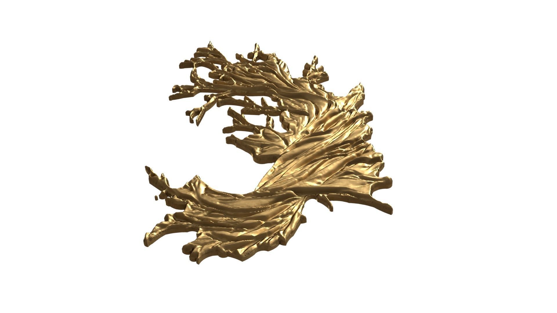 Golden Flowing Fabric decor set wall mural for CNC 02 3D print model_3