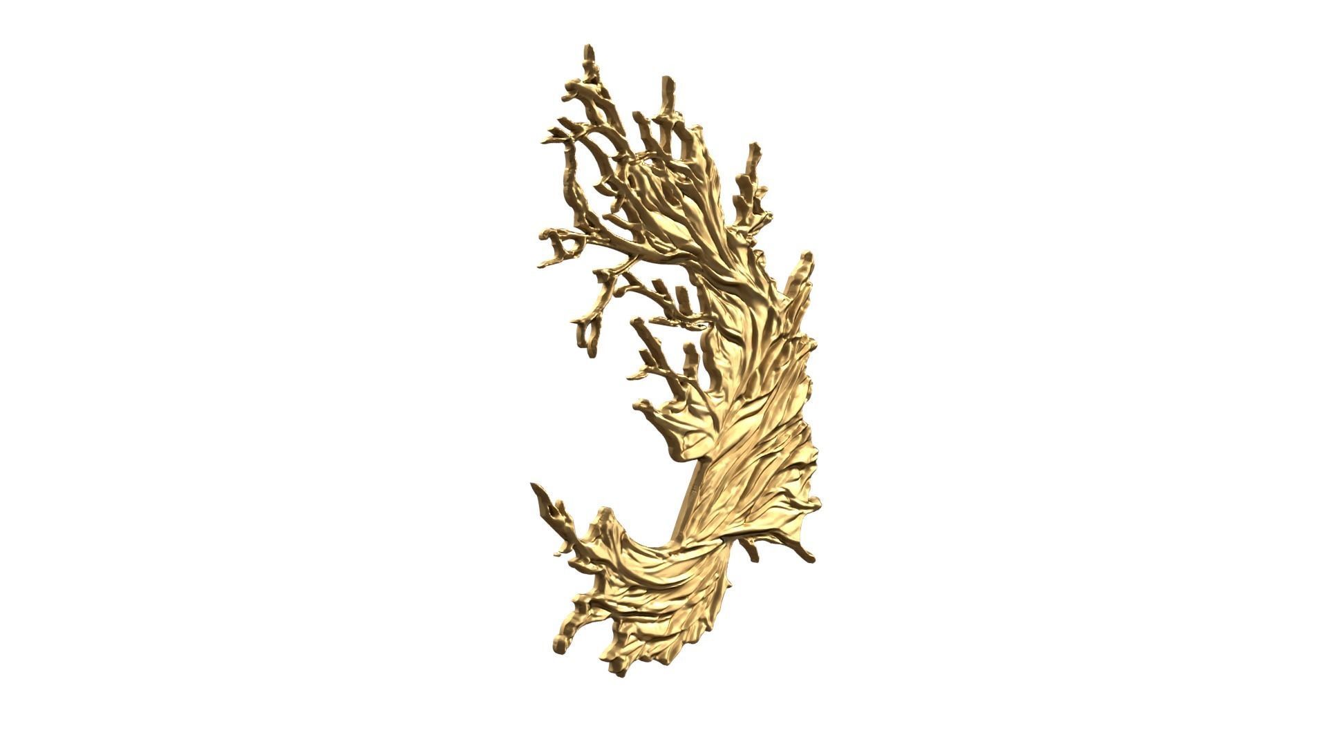 Golden Flowing Fabric decor set wall mural for CNC 02 3D print model_1