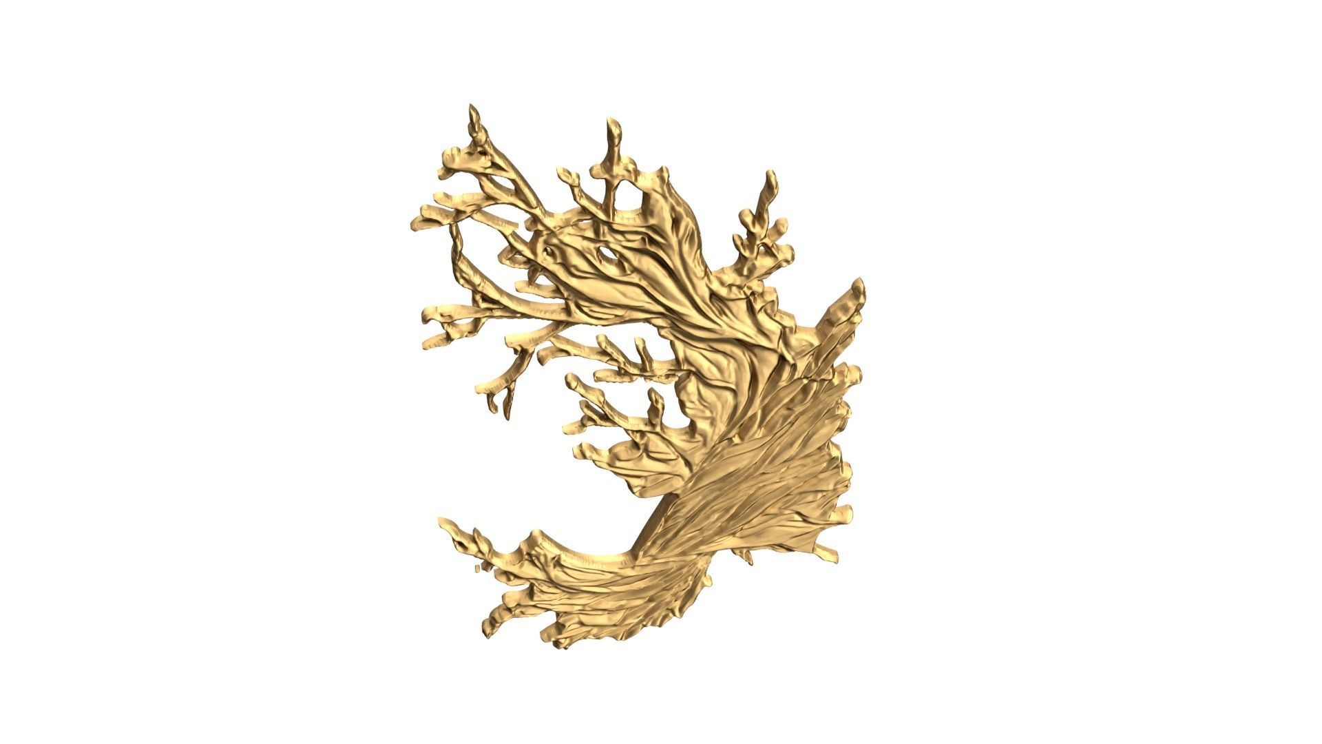 Golden Flowing Fabric decor set wall mural for CNC 02 3D print model_4