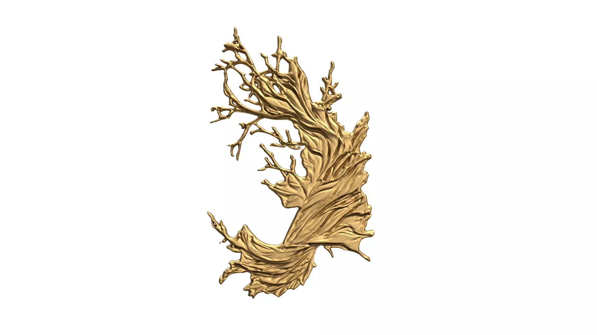 Golden Flowing Fabric decor set wall mural for CNC 02 3D print model_0