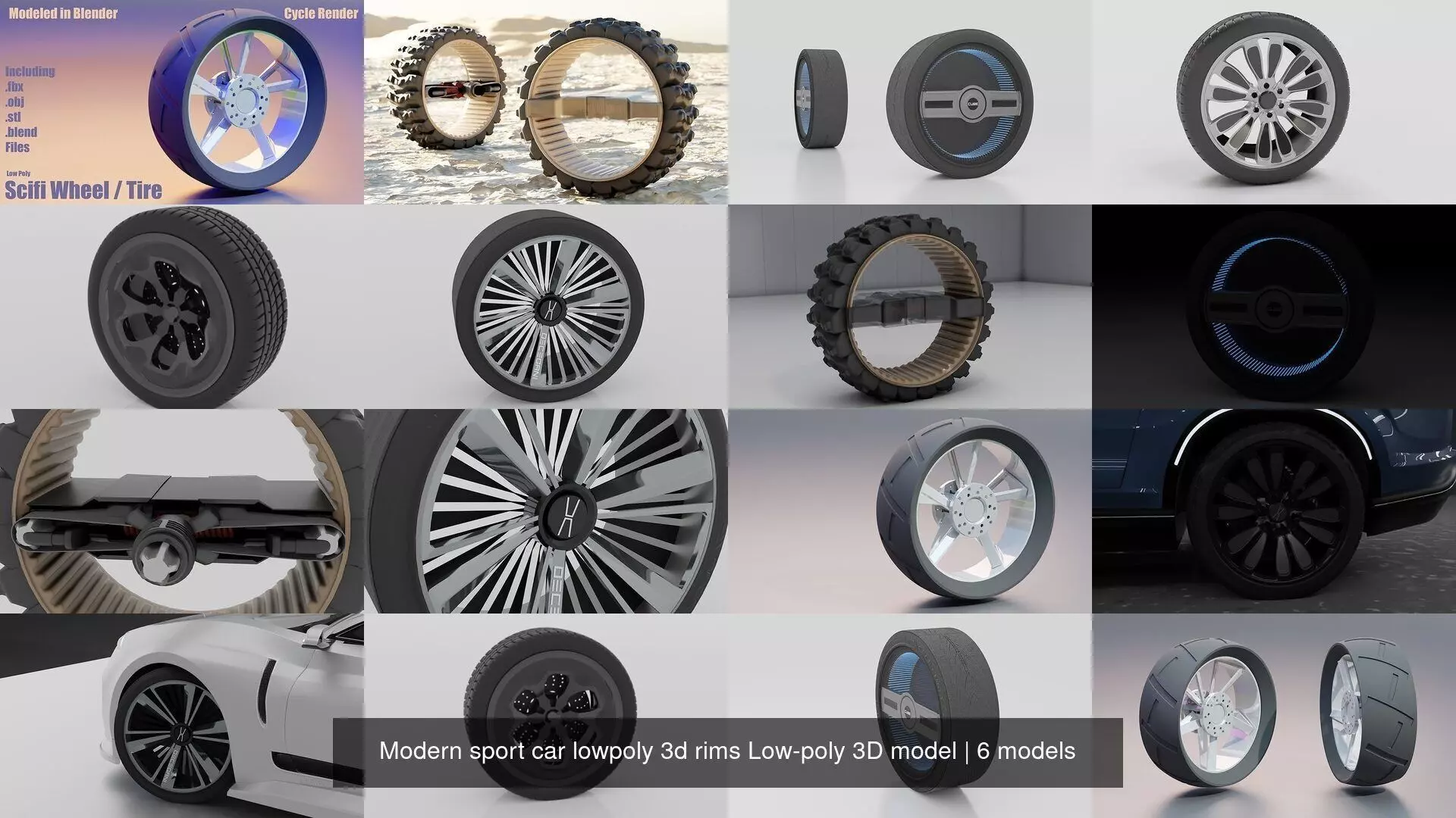 Modern sport car lowpoly 3d rims Low-poly 3D model 3D Model Collection_0