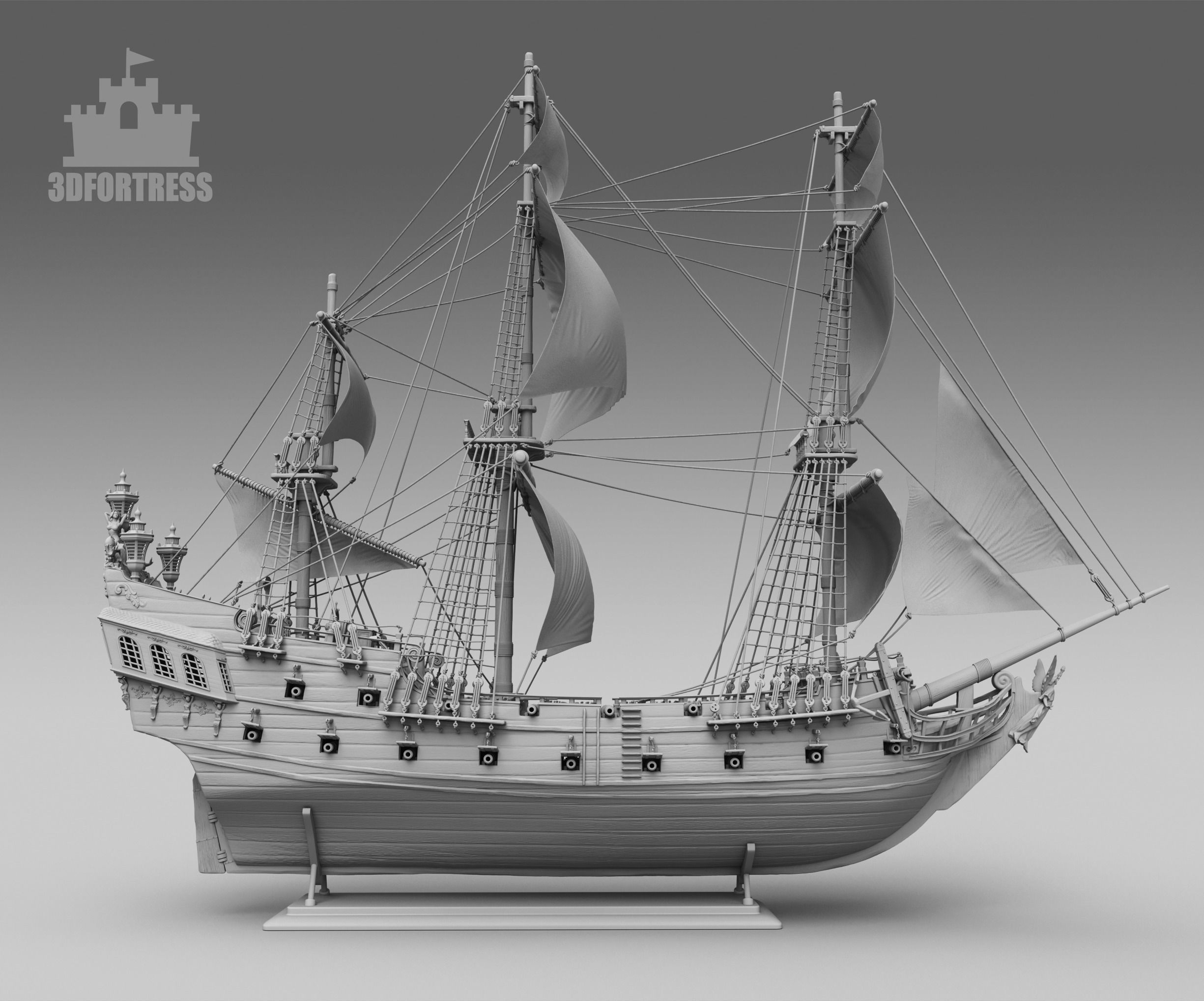 Black pearl 3D print model_4