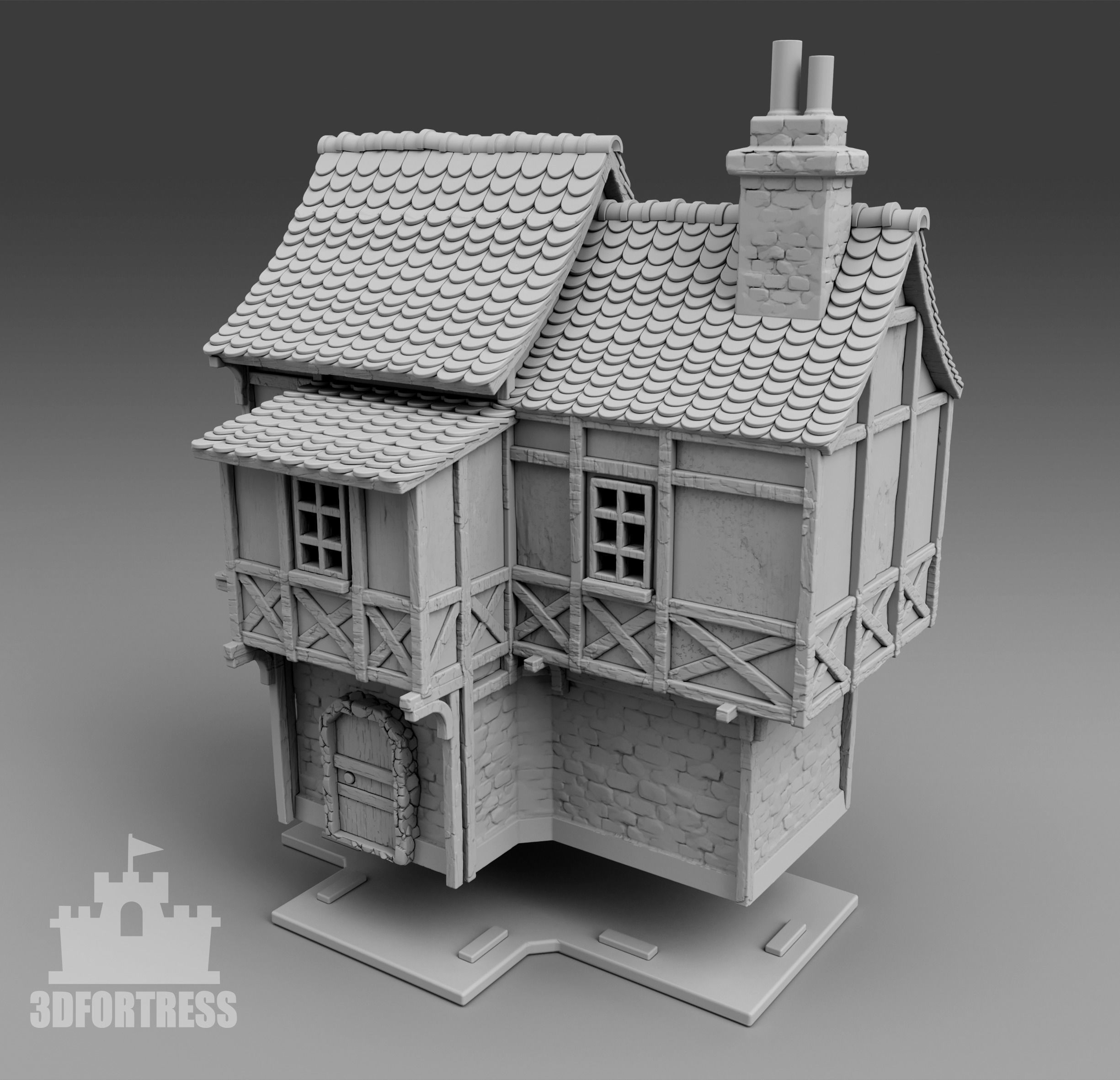 Two-storey house 3D print model_2