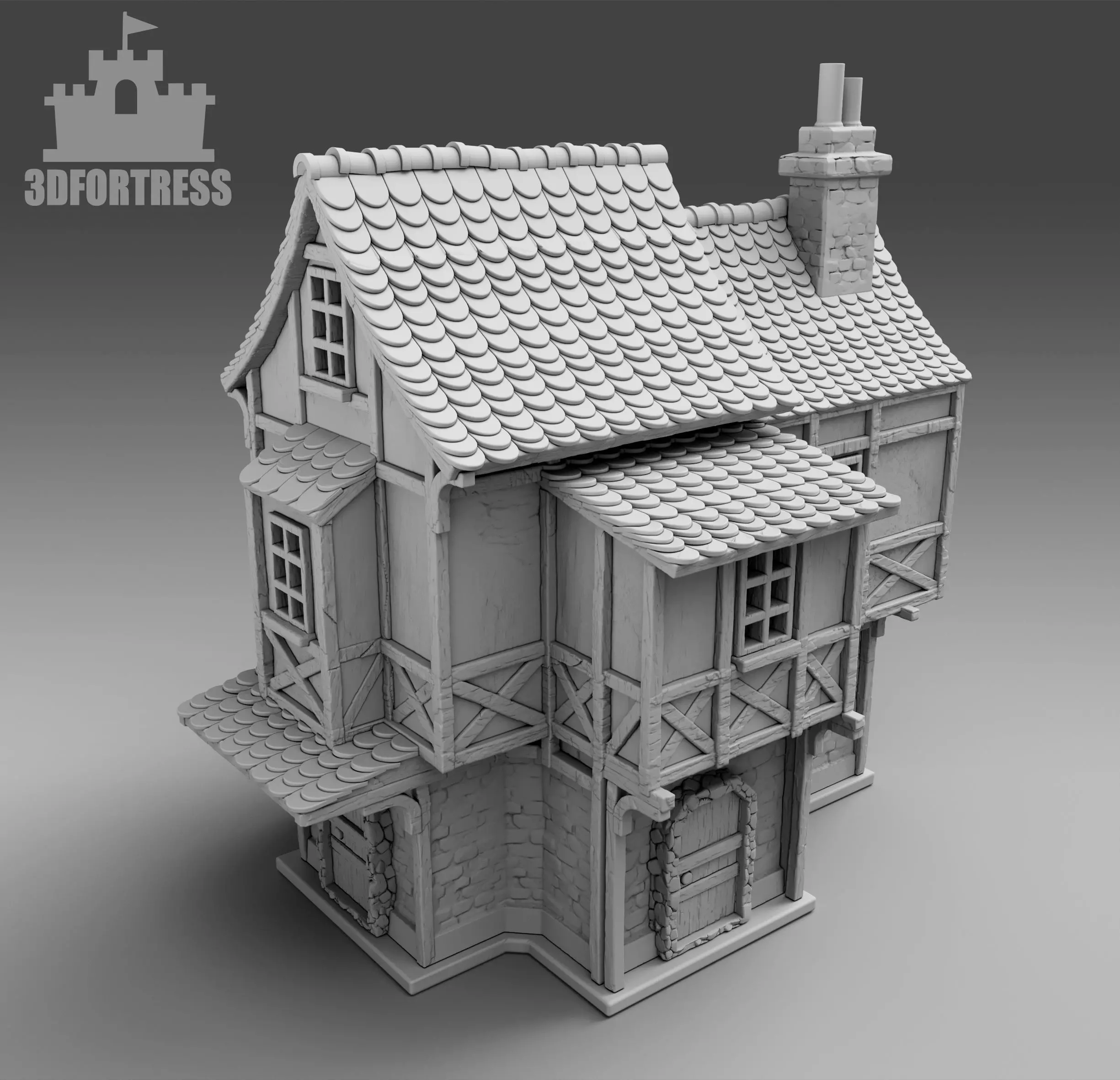 Two-storey house 3D print model_0