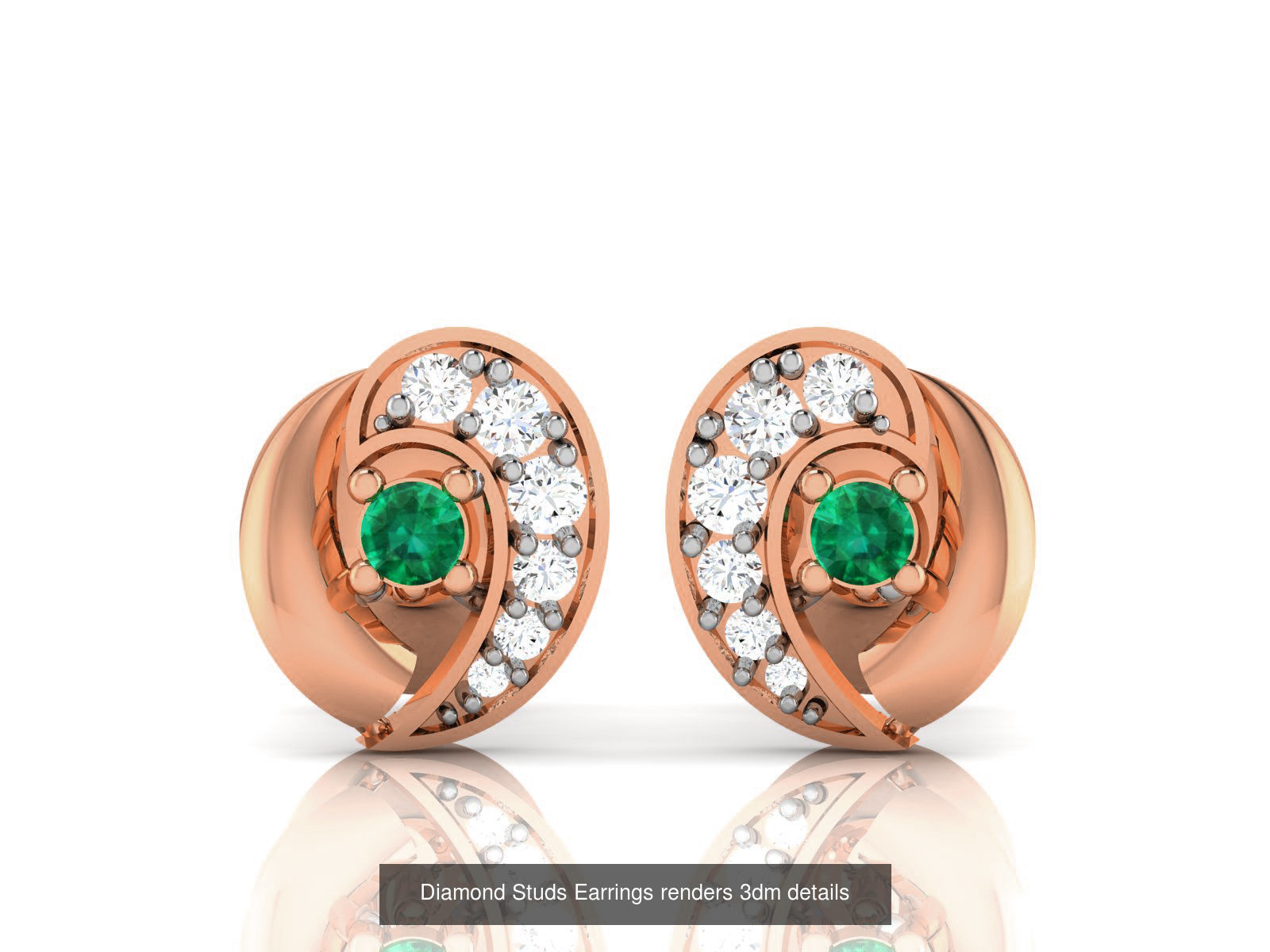 17 Diamond Studs Earrings renders 3dm details  3D Model Collection_7