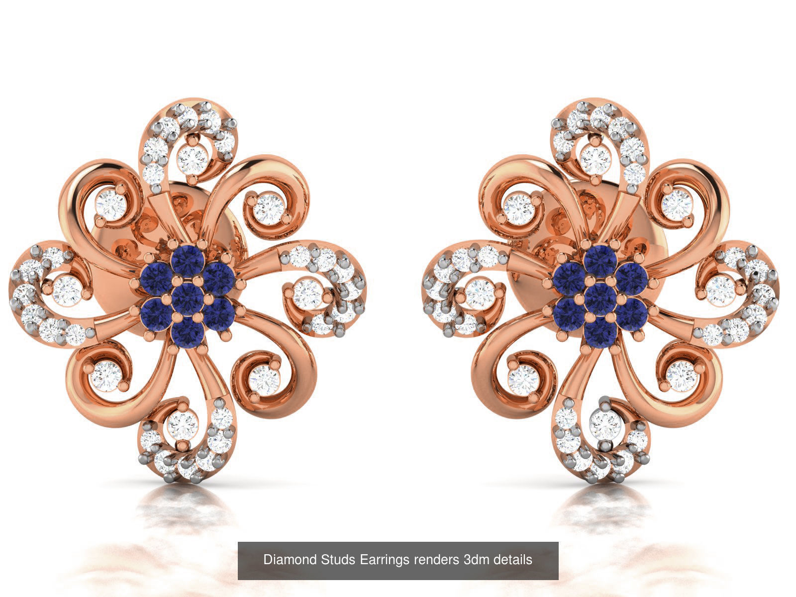 17 Diamond Studs Earrings renders 3dm details  3D Model Collection_16