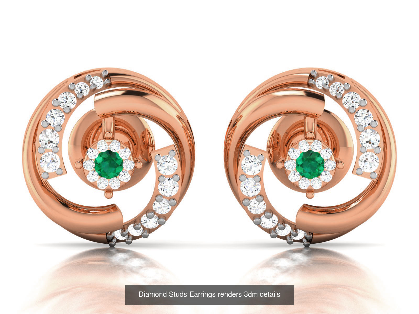 17 Diamond Studs Earrings renders 3dm details  3D Model Collection_14