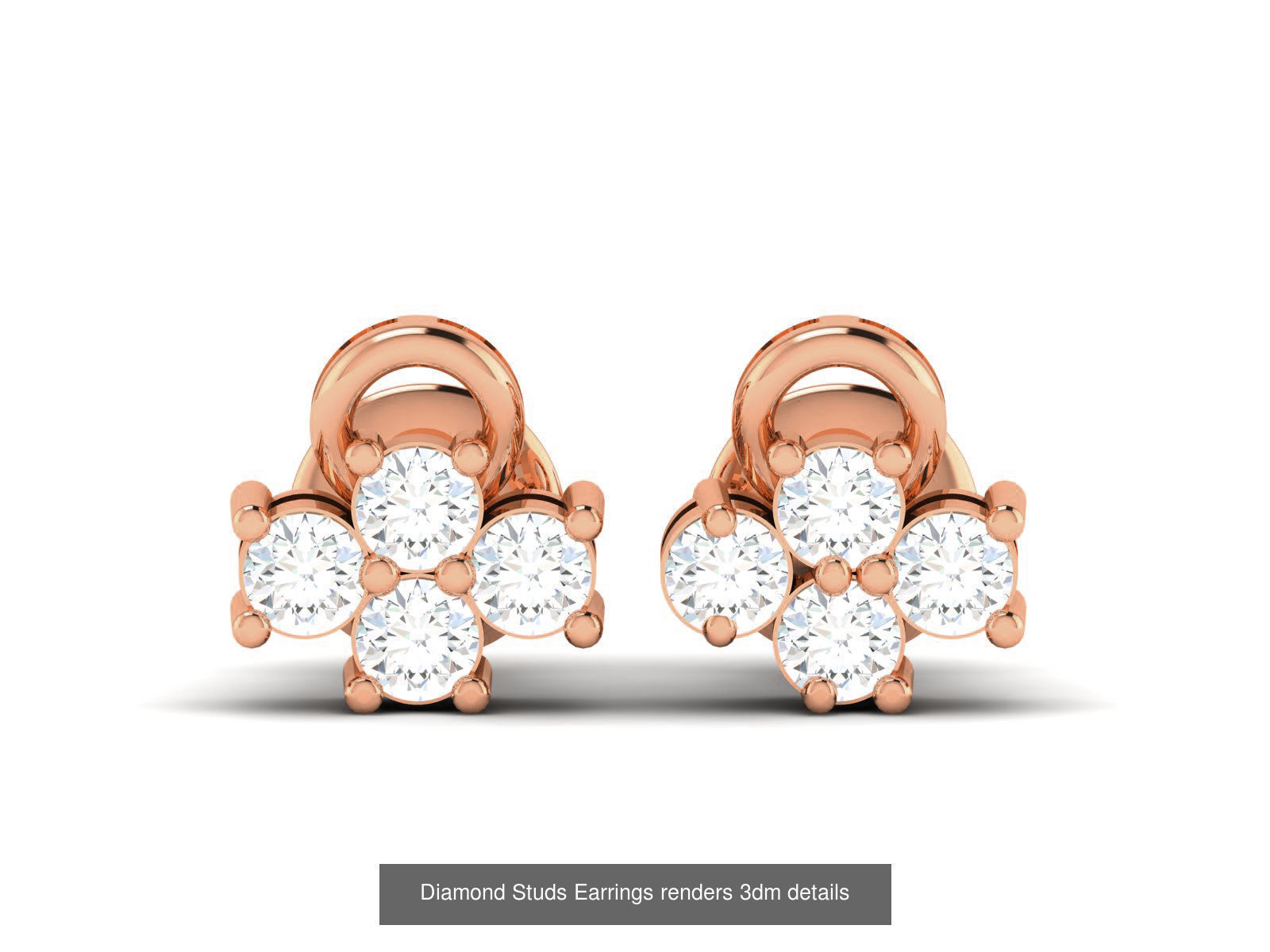 17 Diamond Studs Earrings renders 3dm details  3D Model Collection_6