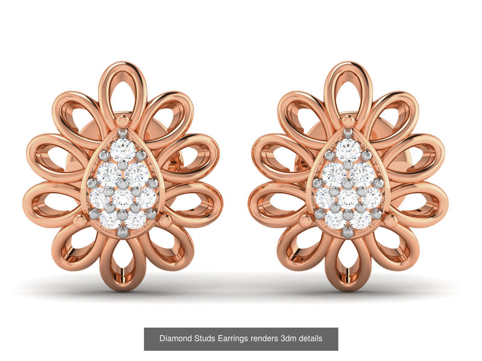 17 Diamond Studs Earrings renders 3dm details  3D Model Collection_12