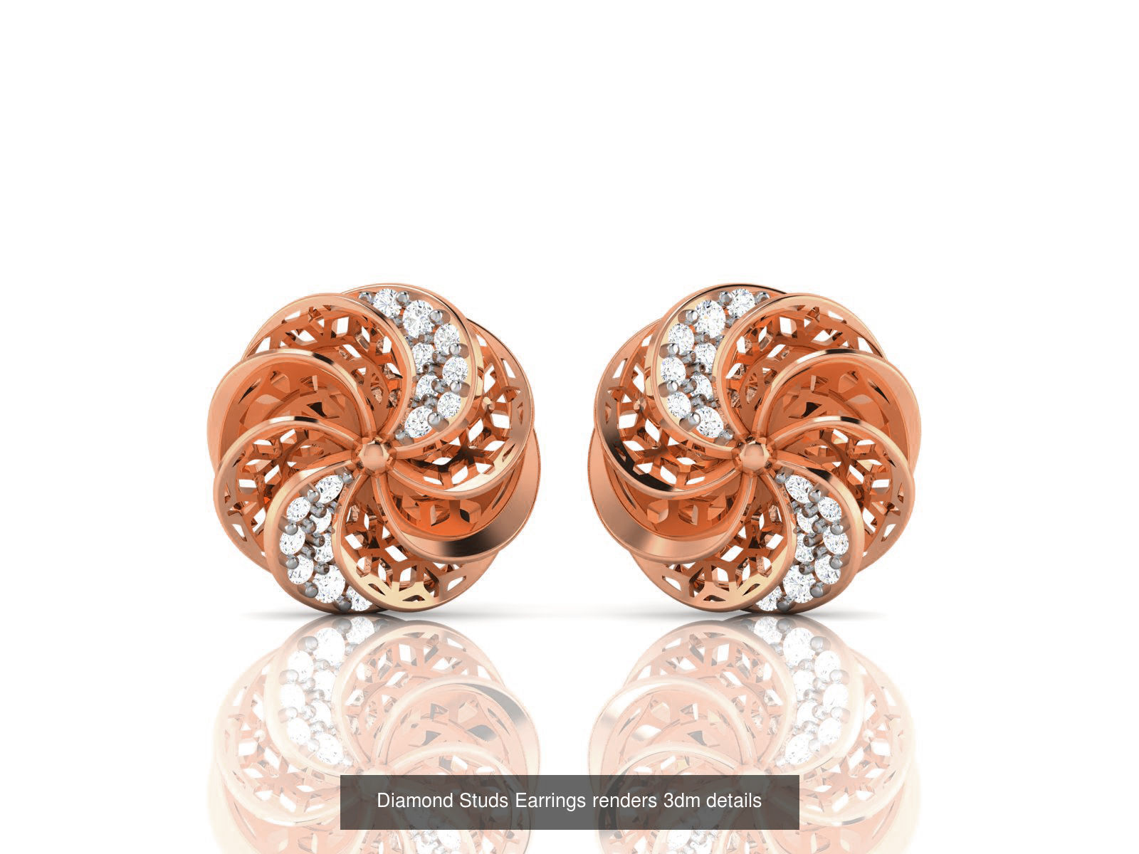 17 Diamond Studs Earrings renders 3dm details  3D Model Collection_5