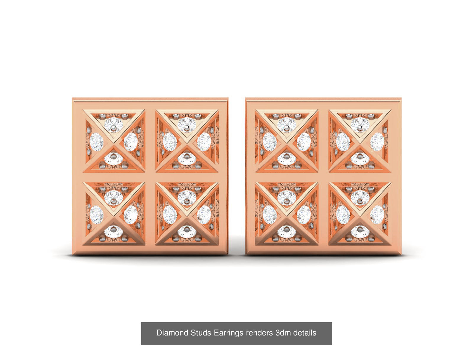 17 Diamond Studs Earrings renders 3dm details  3D Model Collection_18