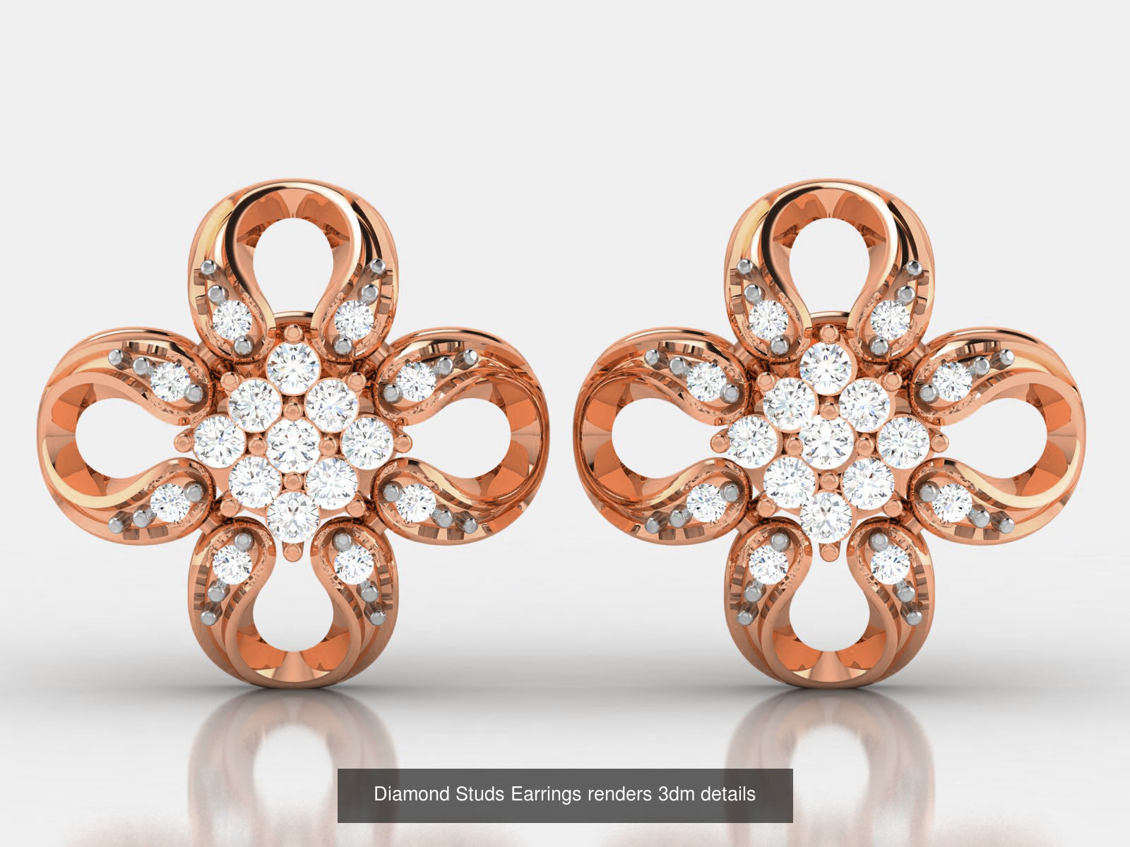 17 Diamond Studs Earrings renders 3dm details  3D Model Collection_11