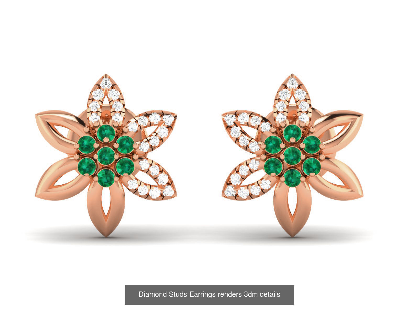 17 Diamond Studs Earrings renders 3dm details  3D Model Collection_17